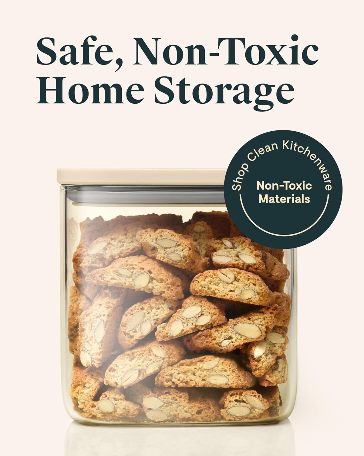 Caraway 2.5qt Glass Airtight Food Storage Container with Lid – Non-Toxic, BPA-Free Kitchen Storage Container – Stackable, Space-Saving Airtight Container for Dry Goods and More - Perracotta