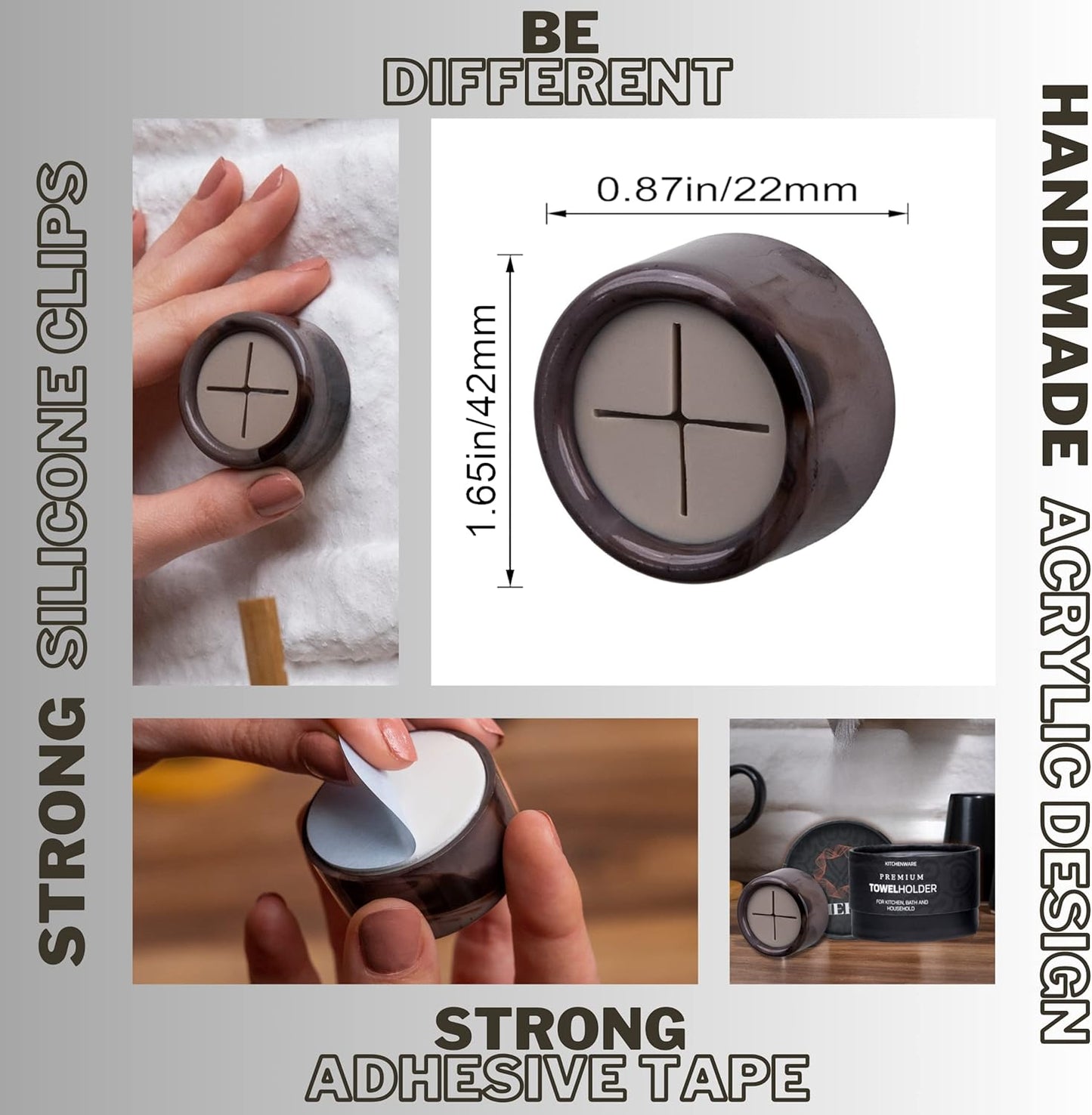 HEFA Eco-Friendly 8 Pack Ultimate Kitchen Towel Hooks - Enhance Space with Hand, Dish & Kitchen Towel Holders