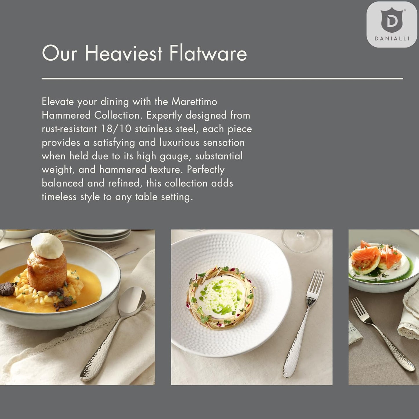 Hammered Silverware Set | Premium 18/10 Stainless Steel Flatware Service for 8 | Heavy-Duty & Dishwasher Safe | Built to Last (40-Piece, Marettimo Hammered)