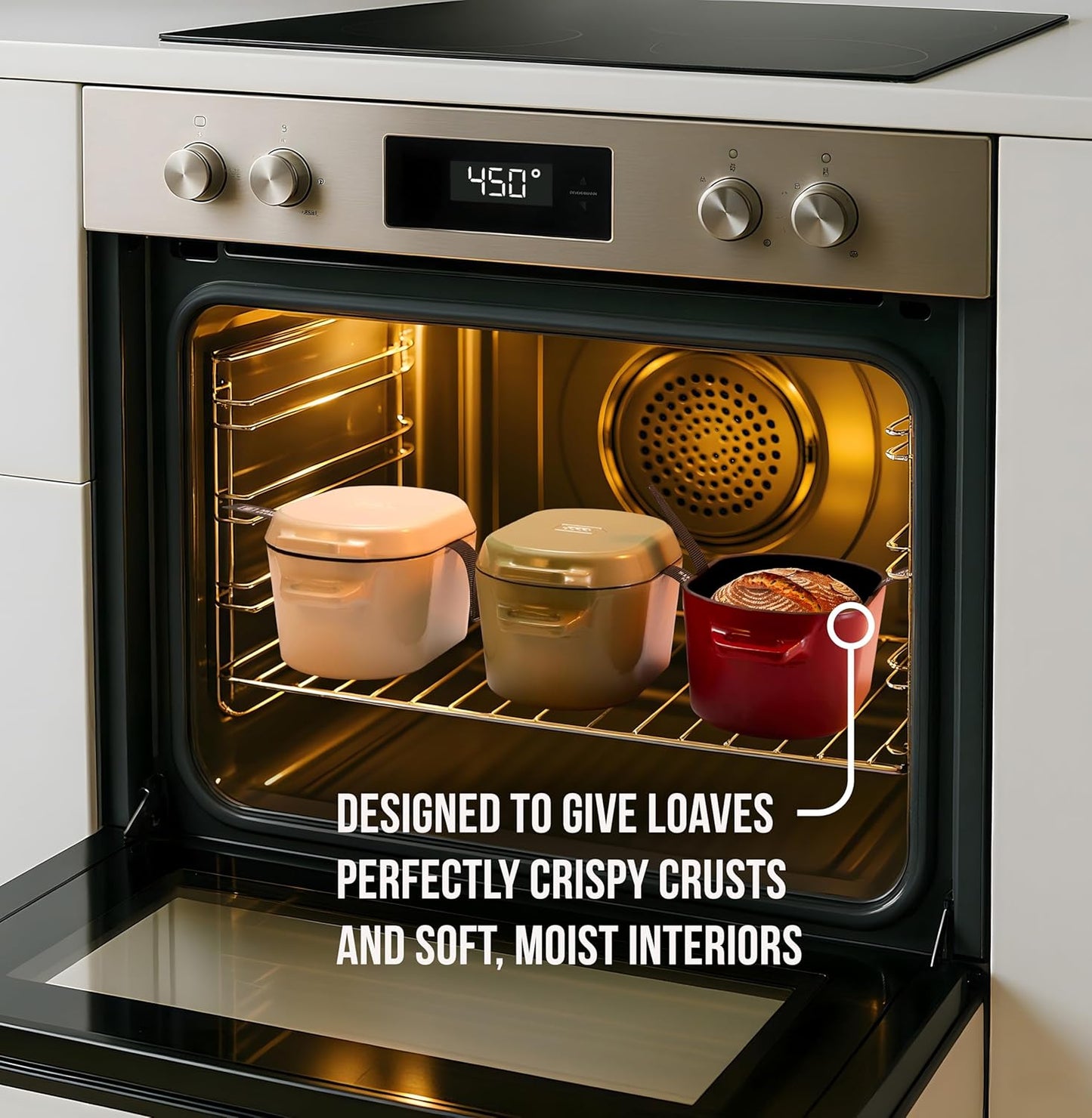 Kook Dutch Oven with Lid, Dual Handles, Enameled Cast Iron, Great for Baking Bread, Cooking and Roasting, Dishwasher Safe, 3.4 Qt, Sage Ombre