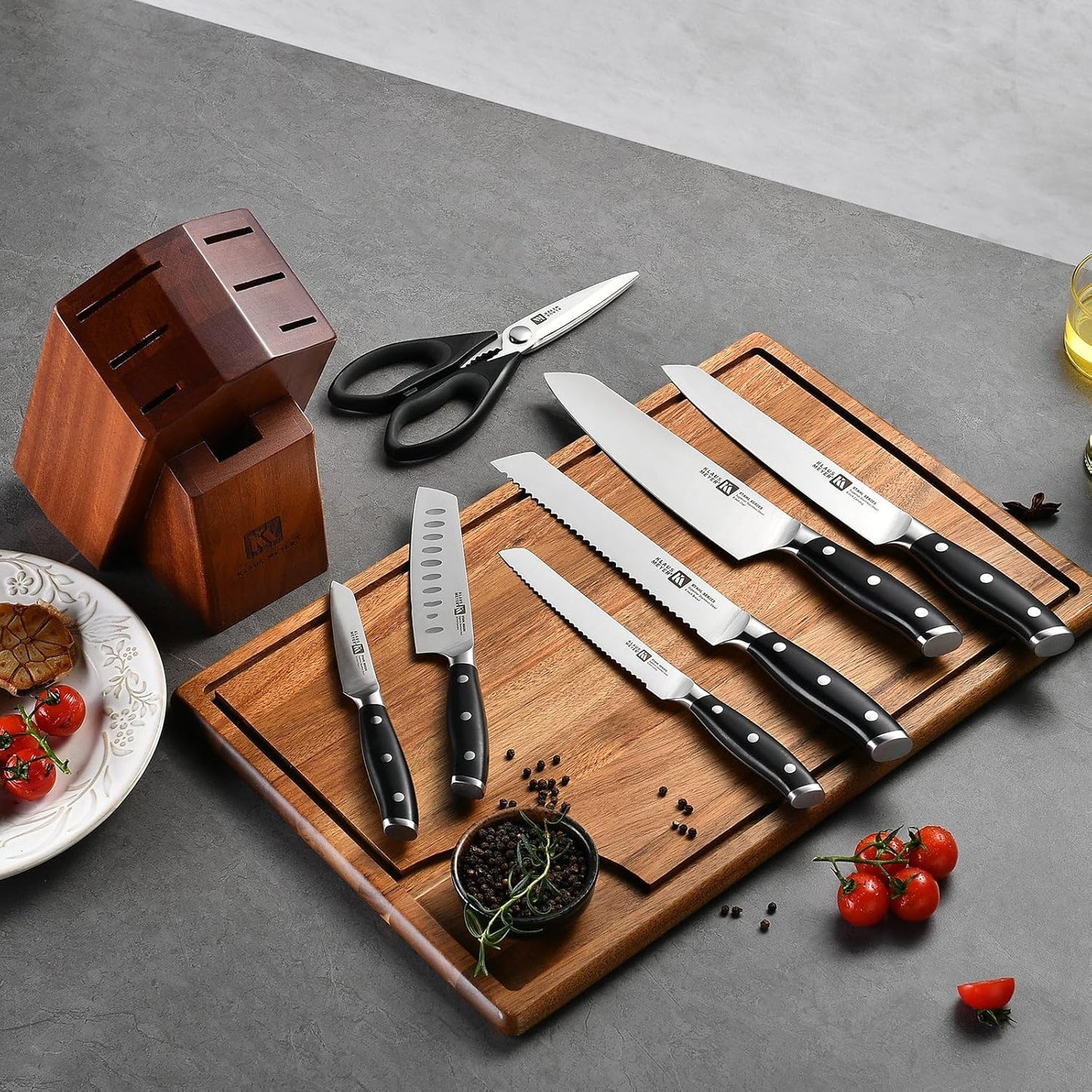 Stahl High Carbon Exclusive German Steel 8 Piece Knife Block Set (Black)
