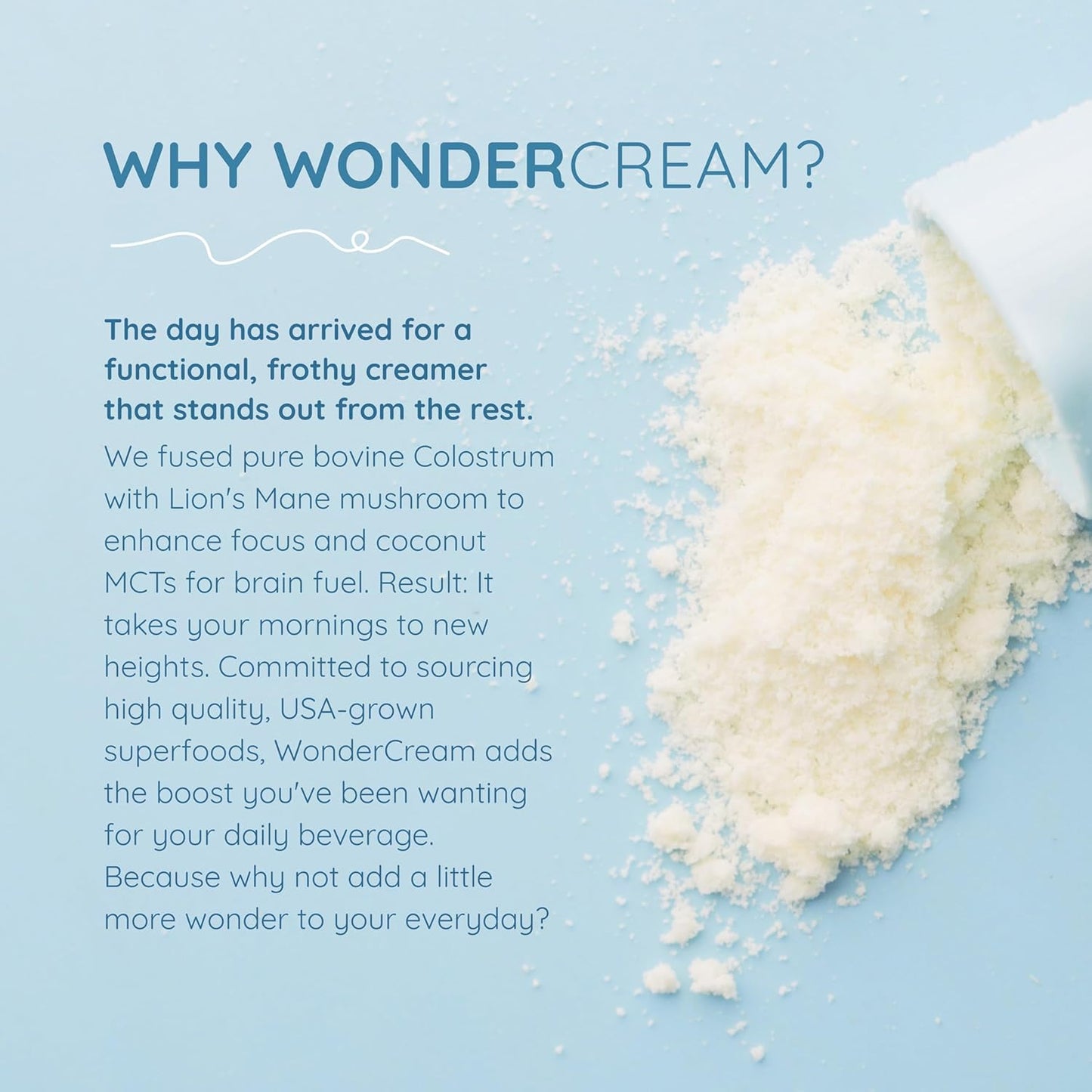 Bovine Colostrum Superfood Creamer Supplement Powder w/Organic Lions Mane Mushroom & Coconut Milk Powder MCTs | Functional Sugar Free Keto Coffee, Smoothie & Drink Mix Unsweetened