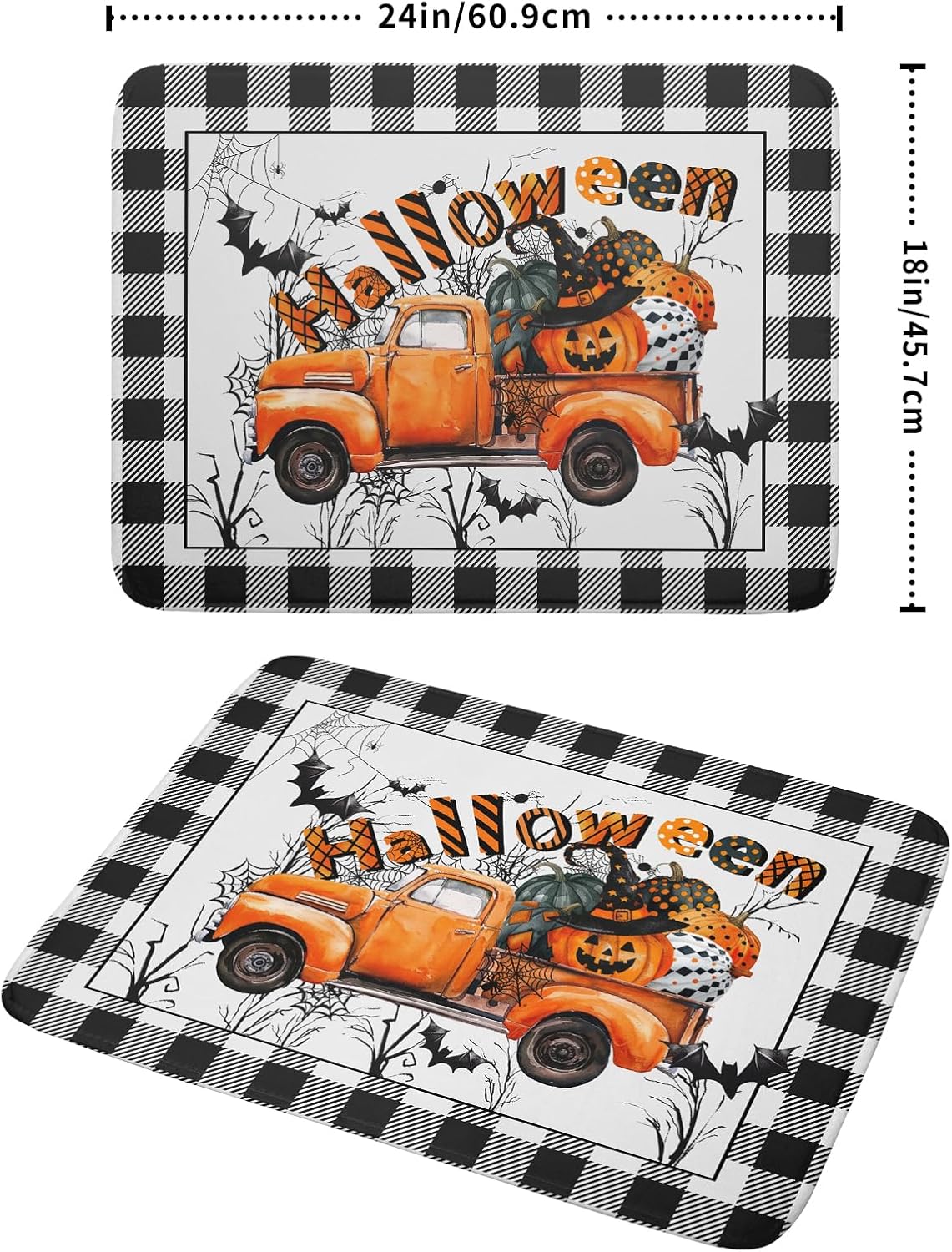 Holiday Truck Dish Drying Mat - Orange Holiday Absorbent Microfiber Dish Drying Pad for Kitchen Counter