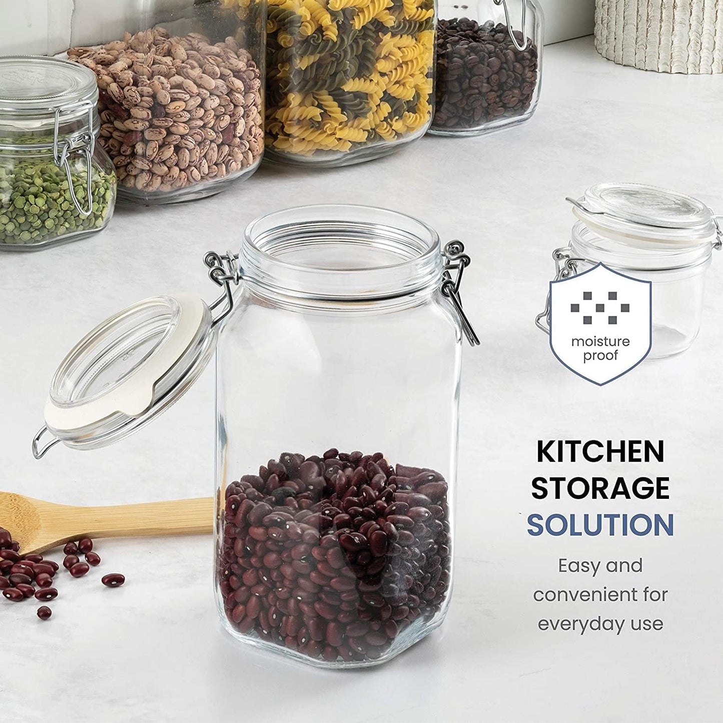 Bormioli Rocco Fido Glass Jars (17.5 Oz, 33.75 Oz & 25.25 Oz) - Airtight Storage Containers - Ideal for Pantry Storage, Gifting, Canning & Kitchen Organization, Made in Italy (Set of 3)