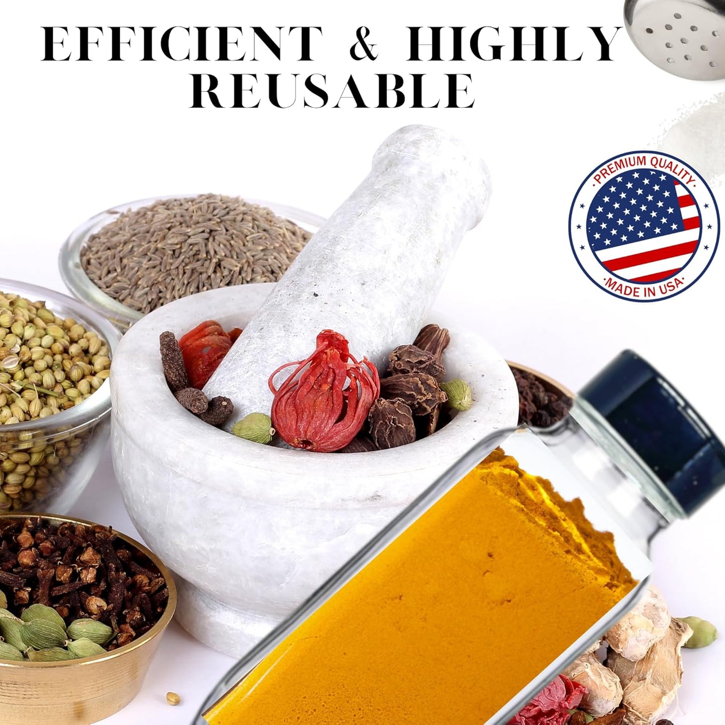 JARMING COLLECTIONS 8 oz Glass French Square Spice Jars with Shaker Lids - Elegant Design for Food Storage and Kitchen Organization - Enhance Your Spice Storage – Made in USA