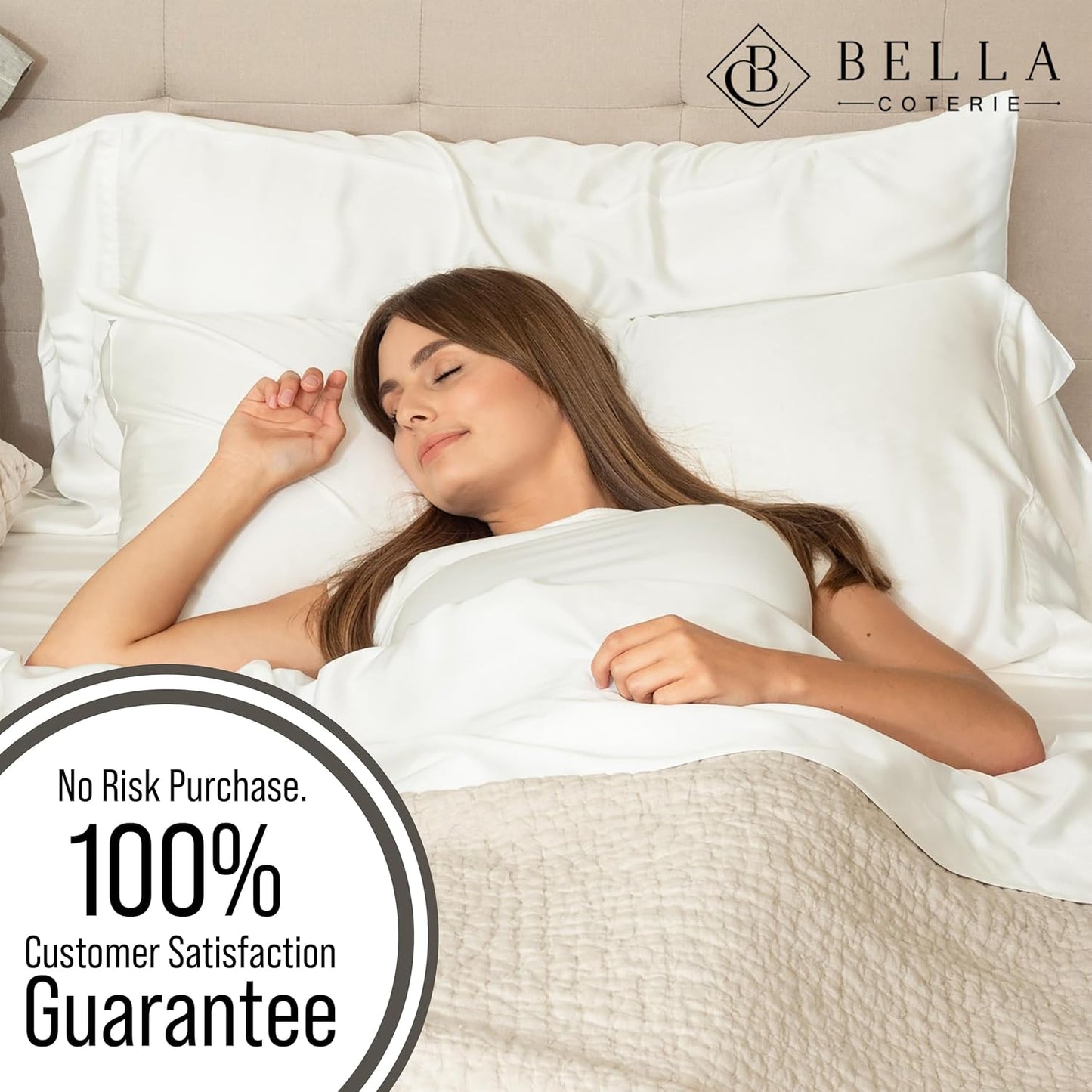 Bella Coterie Luxury Bamboo Viscose Split Top King Size Sheet Set | 100% Organically Grown | Ultra Soft | 34" Split | Cooling for Hot Sleepers | 18" Deep Pocket [White]