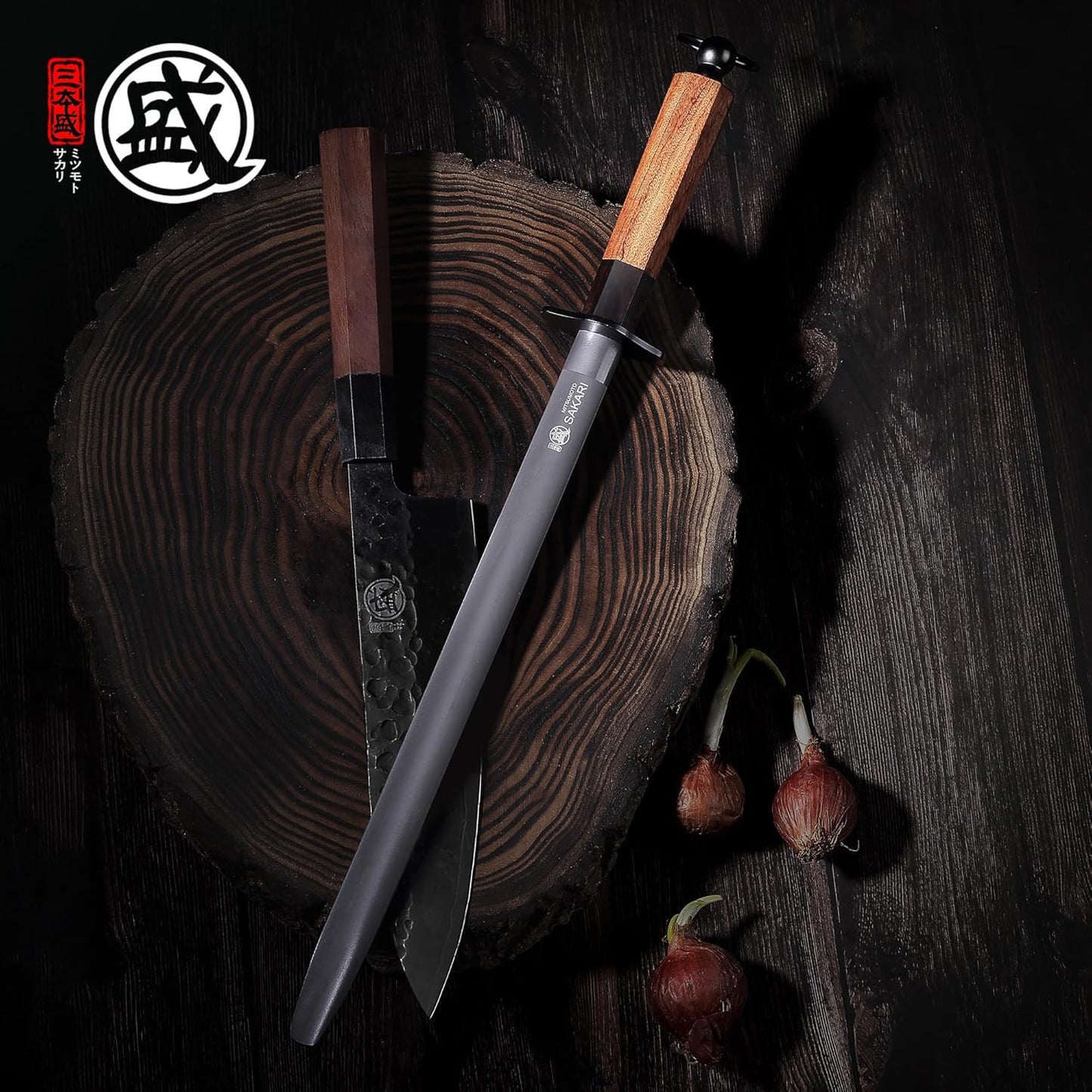 MITSUMOTO SAKARI 12 Inch Flat Honing Rod, Japanese High Carbon Honing Steel (Sourwood Handle)