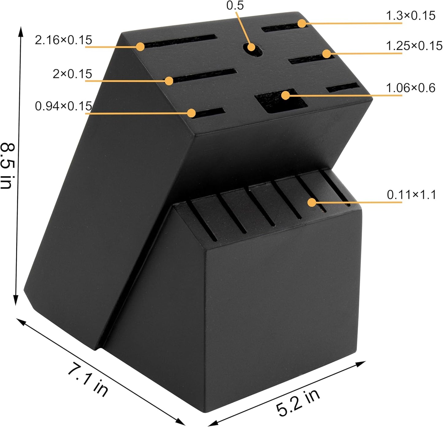 RedCall Universal Knife Block Holder,Large Wood Bamboo Knife Block without Knives,14 Slot Universal Knife Holder Countertop,Butcher Block Knife Storage Organizer for Kitchen (Black)