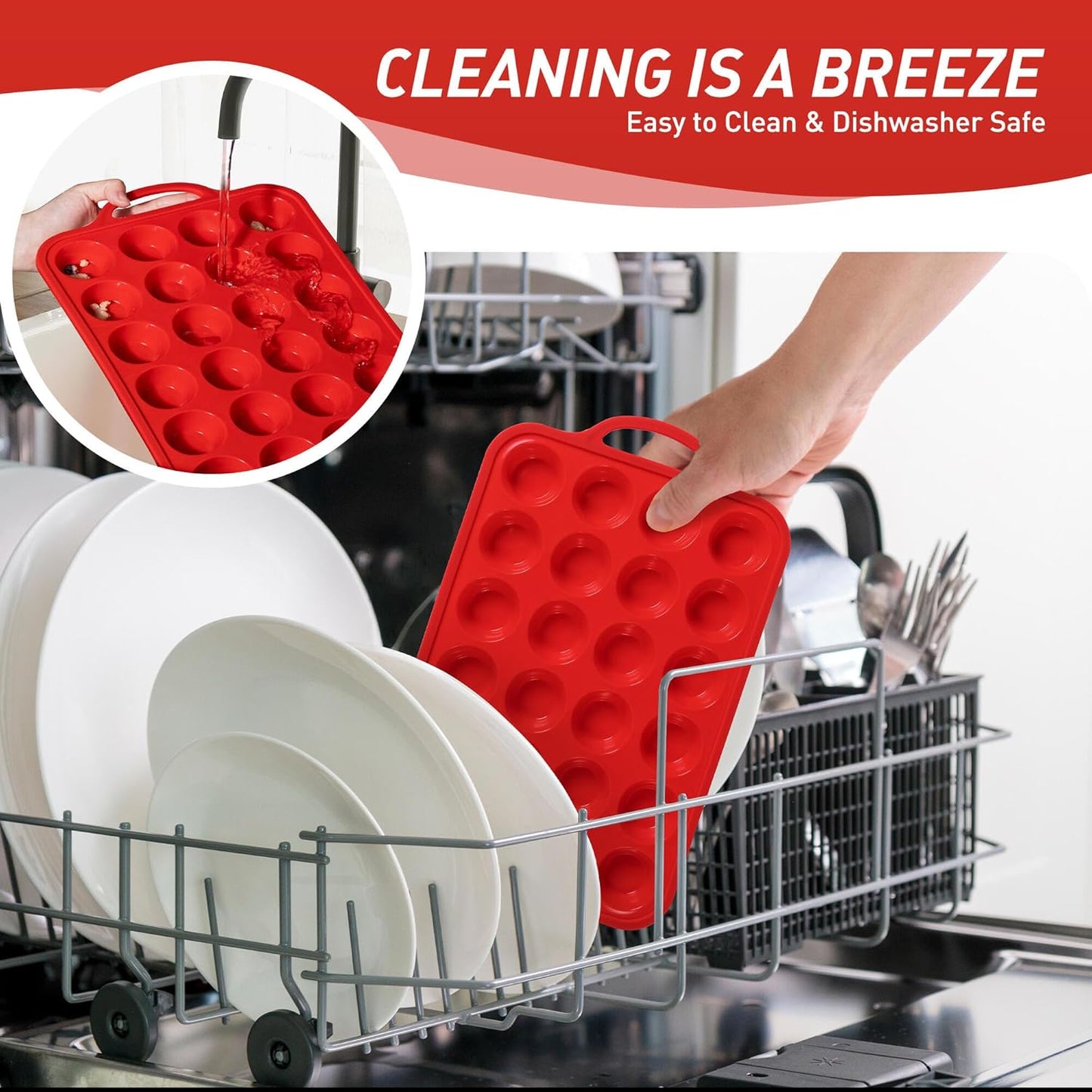 2 Packs 24 Cups Silicone Muffin Pan with Metal Reinforced Frame Mini Size Cupcake Pan Tray Egg Bites Silicone Circle Cookie Molds Muffin Tin Tart Pans Baking Sheet Set for Breakfast Sandwiches