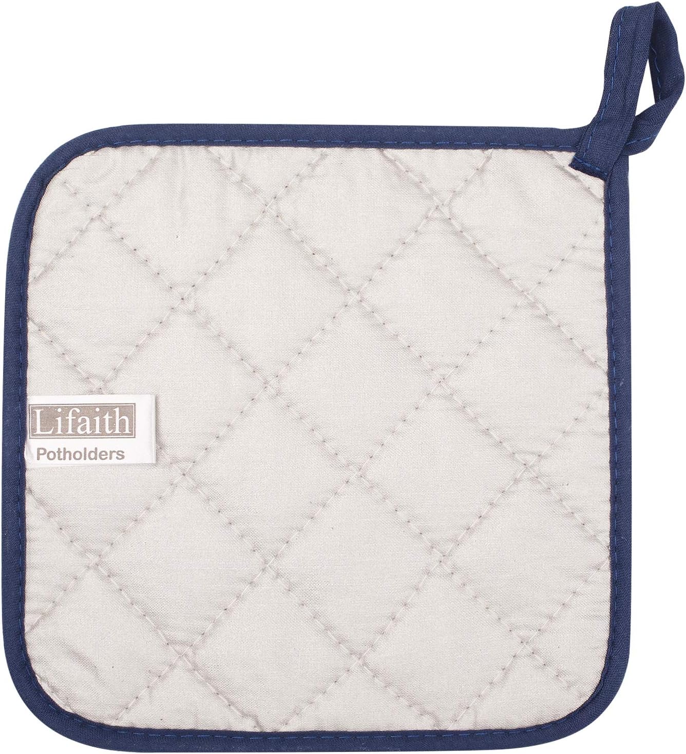 100% Cotton Kitchen Everyday Basic Terry Pot Holder Heat Resistant Coaster Potholder for Cooking and Baking Set of 5 Dark Blue