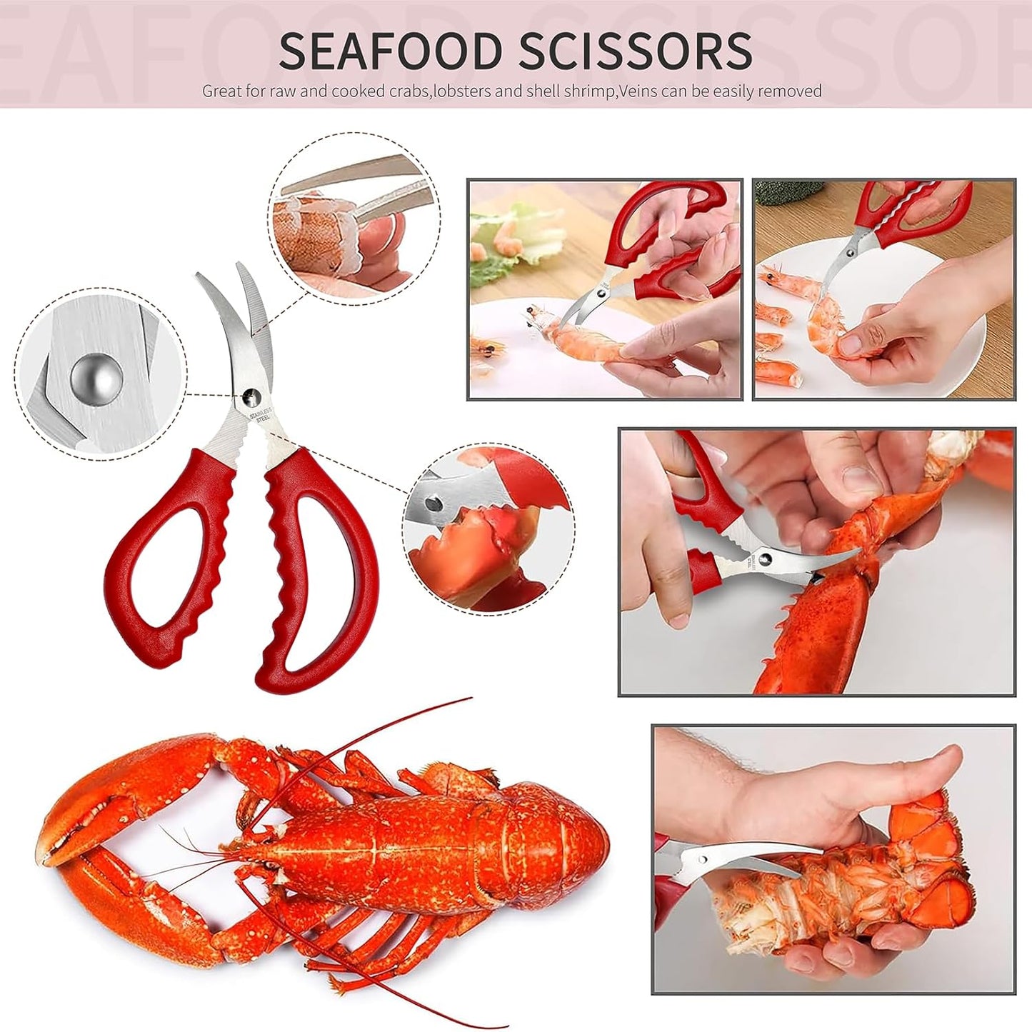 Crab Crackers and Tools Set with 2 Crab Leg Cracker,2 Butter Warmer for Seafood,4 Crab Leg Forks,4 Lobster Shellers,2 Seafood Scissors,10 Tealight Candles,1 Bag,seafood crackers and tool(25pcs)