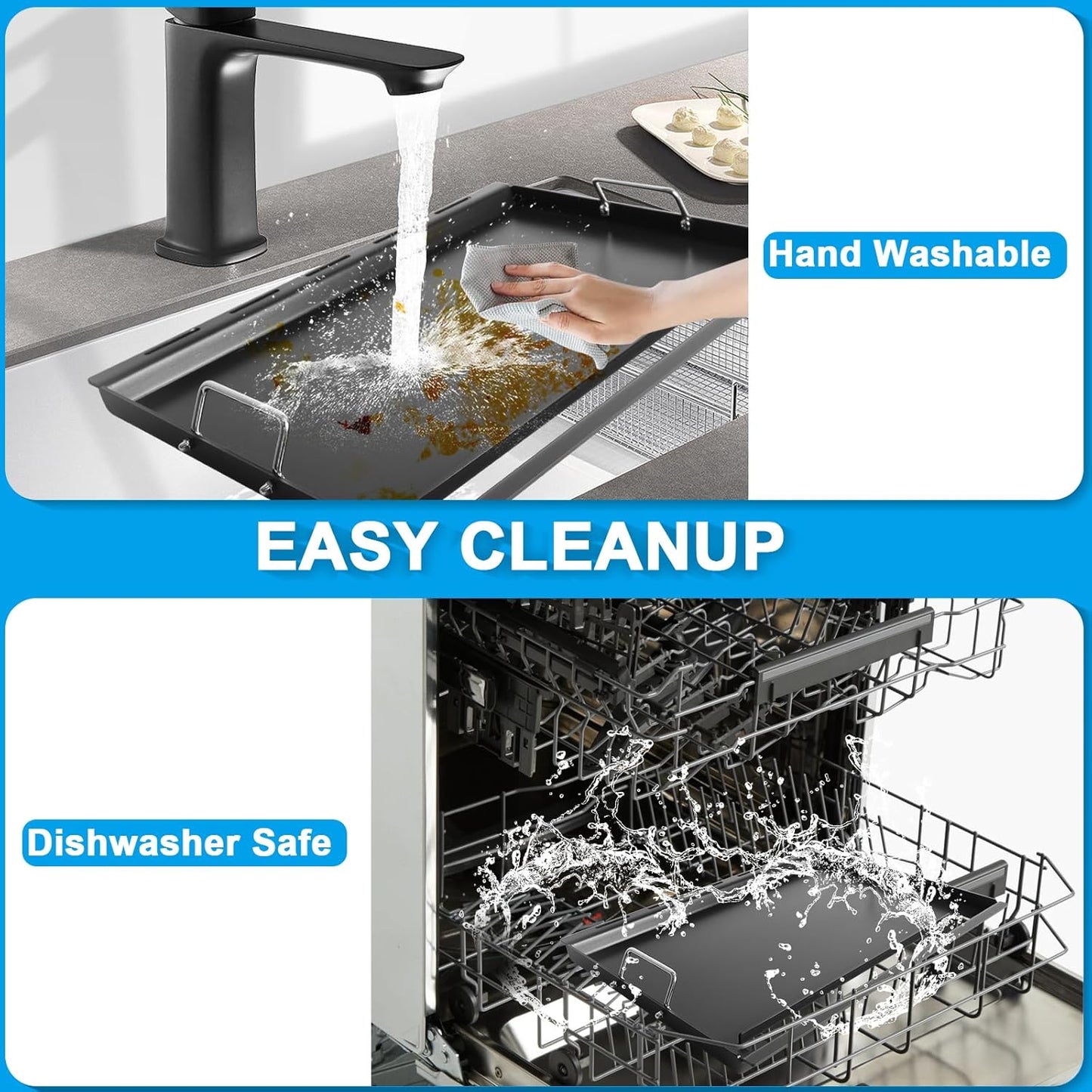 Full-Size Griddle Inserts for Weber Genesis 300 Series Gas Grills, Flat Top Griddle Replacement Parts for Weber Genesis E-310 S-310 E-320 S-320 E-330 S-330 EP-310 EP-320 EP-330 Gas Grills 7524