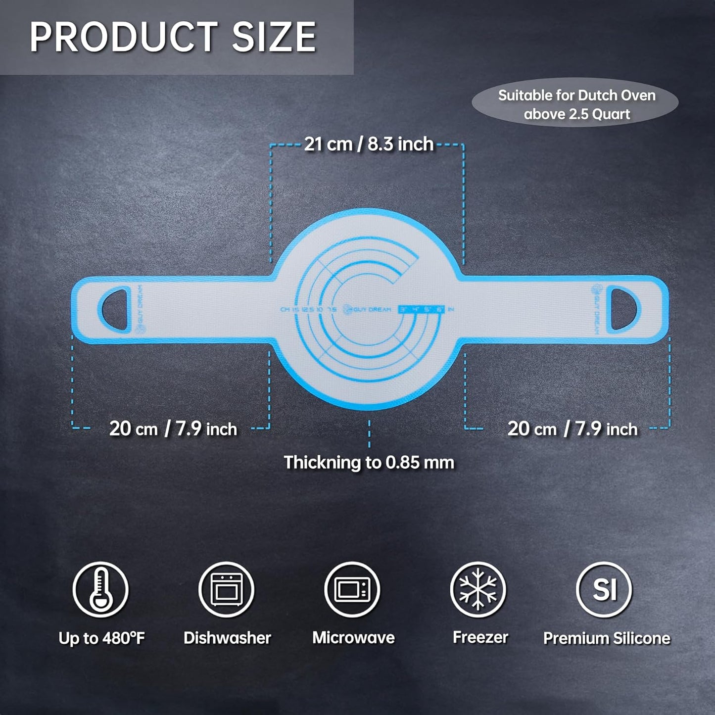 GUYDREMAT Reusable Silicone Bread Sling for Artisan Bread Baking - Easy Lift Tool for Dutch Oven, Heatproof, Non-Stick, Food-Grade Silicone, Perfect for Sourdough, Bagels, and Rolls