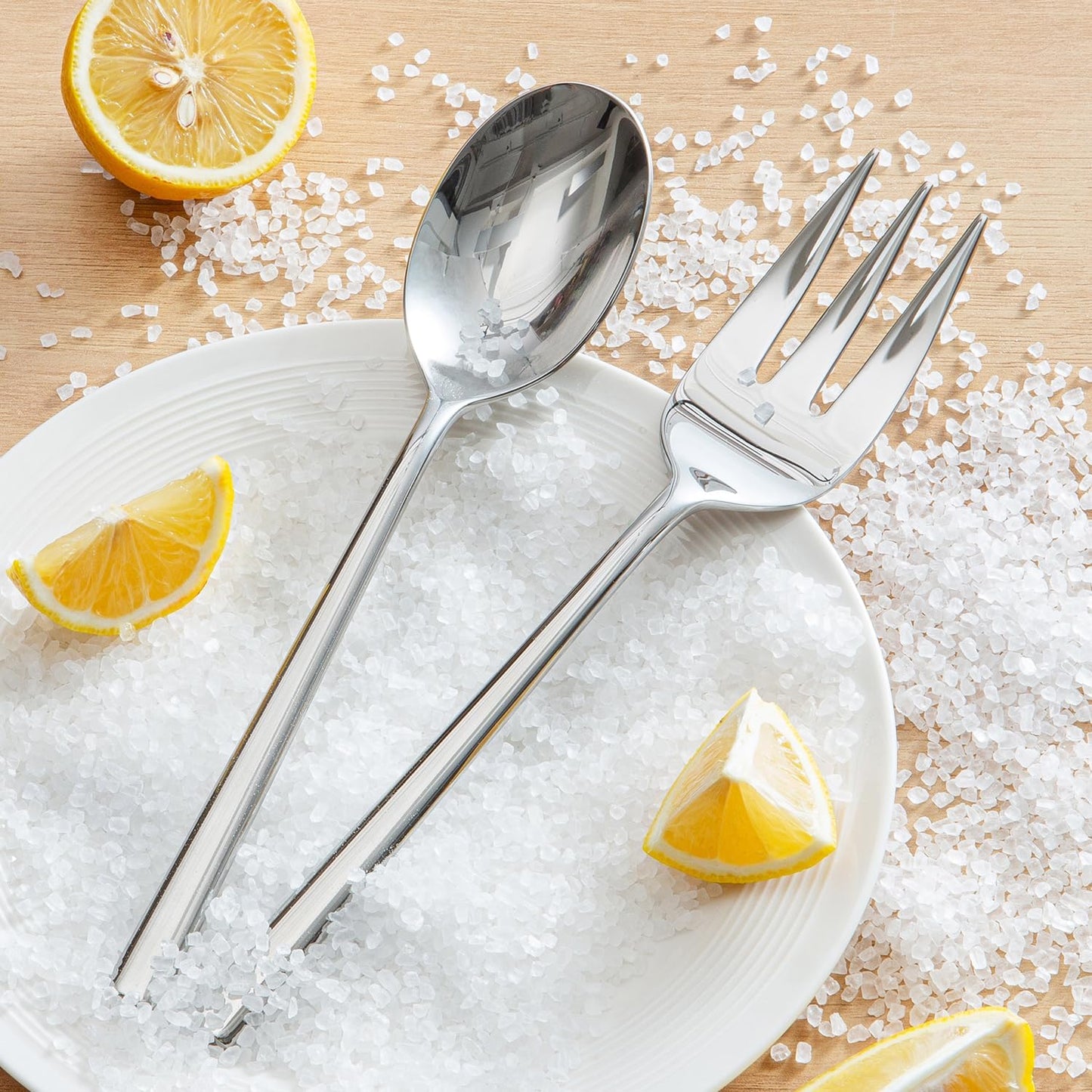 KINGSTONE Silverware Set with Serving Utensils, 45-Piece Forged Flatware Set Cutlery Set Premium Stainless Steel, Service for 8, for Kitchen, Home, Wedding, Party, Mirror Polished and Dishwasher Safe