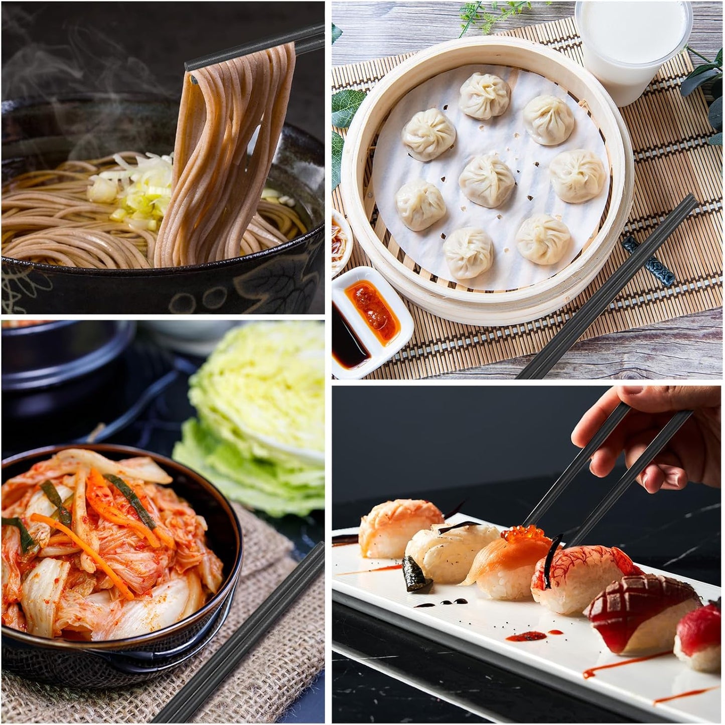 Dandat 200 Pairs Fiberglass Reusable Chopsticks 9.5" Dishwasher Safe Black Cherry Chopsticks for Chinese Style Japanese Food Cooking Supplies