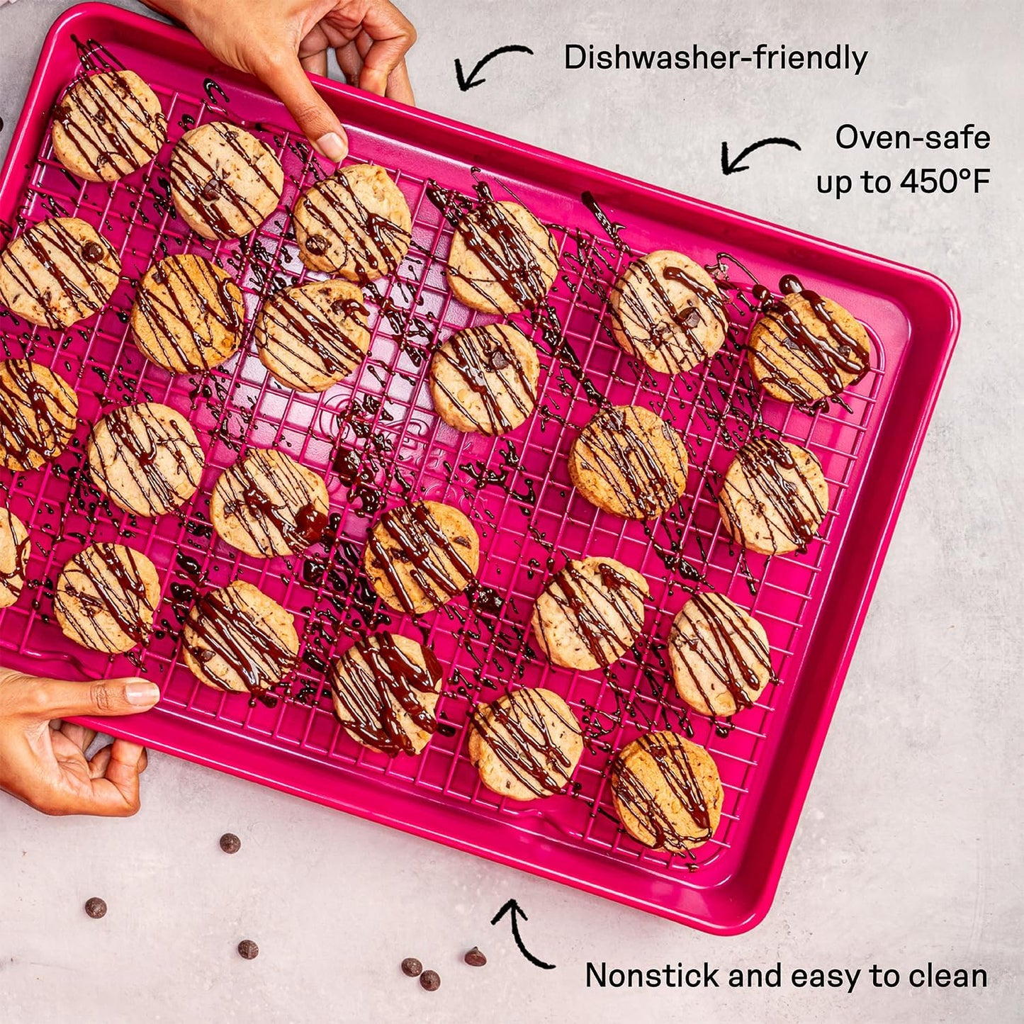 Great Jones Big Chill Wire Cooling Rack (Broccoli) – 16.25" × 11.25" Heavy-Weight Aluminized Steel,Nonstick Baking Rack – Oven Safe 450 °F, Bacon & Cookie Cooling Rack – Fits Half Sheet Pans