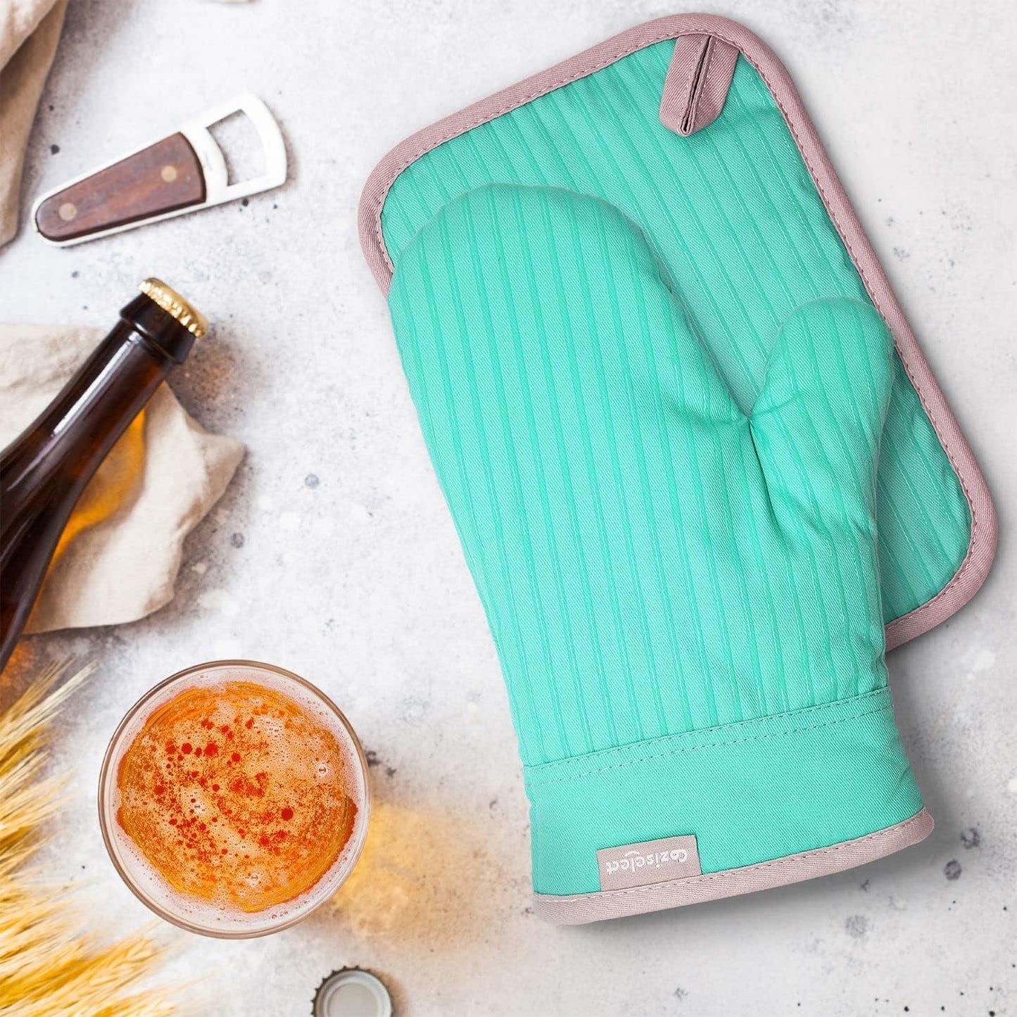 Oven Mitts and Pot Holders Set, 4-Piece Heat Resistant Kitchen Set with Pocket Style Hot Pads & Silicon Non-Slip, Quilted Insulated Oven Gloves for Baking, BBQ, Grilling (Assorted Colors)