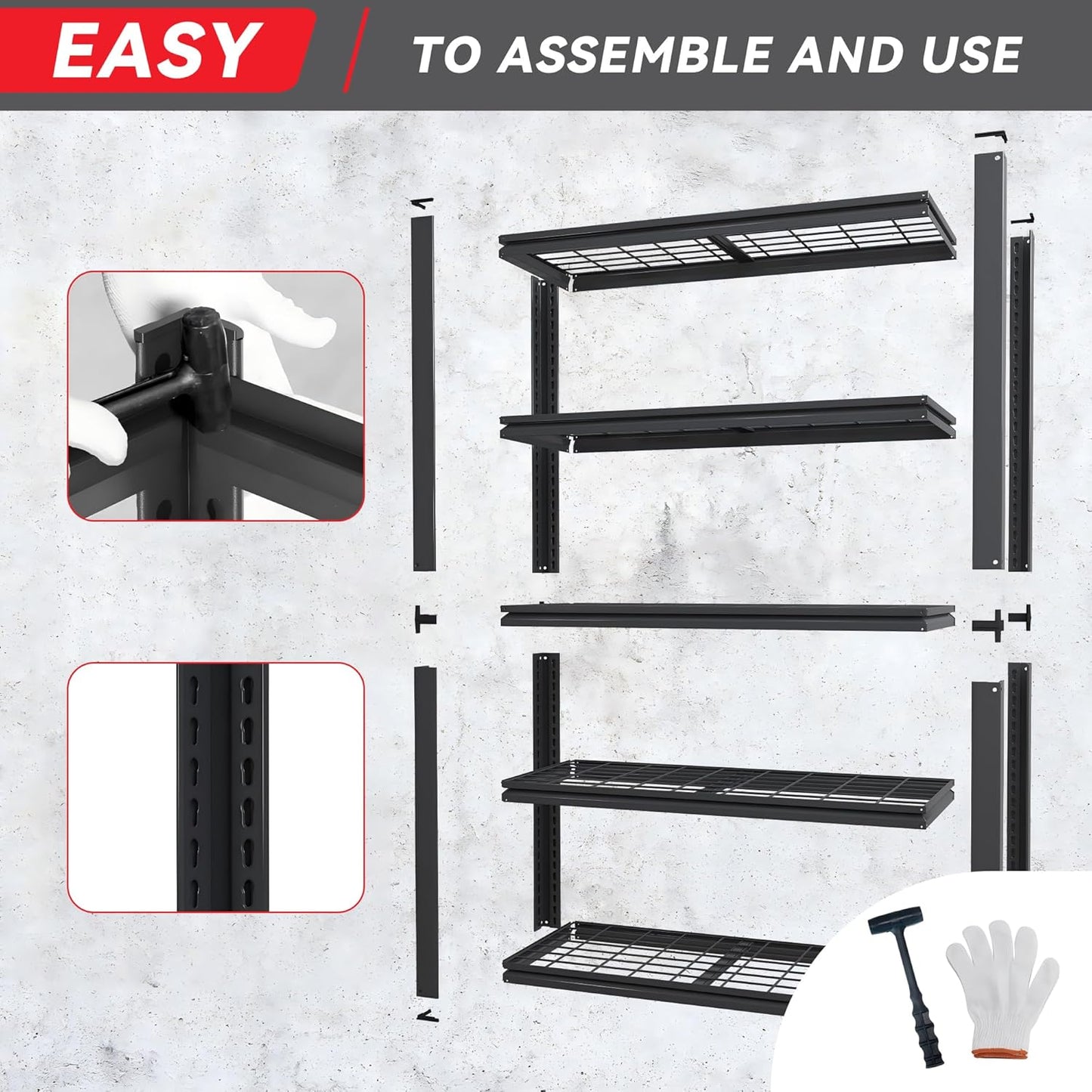 72" H 5-Shelf Metal Storage Shelves, 1600 lbs Garage Shelving Unit, Adjustable Industrial Heavy Duty Storage Wire Rack with Wheels, 35.4" W x 15.8" D x 72" H for Pantry Basement, Black