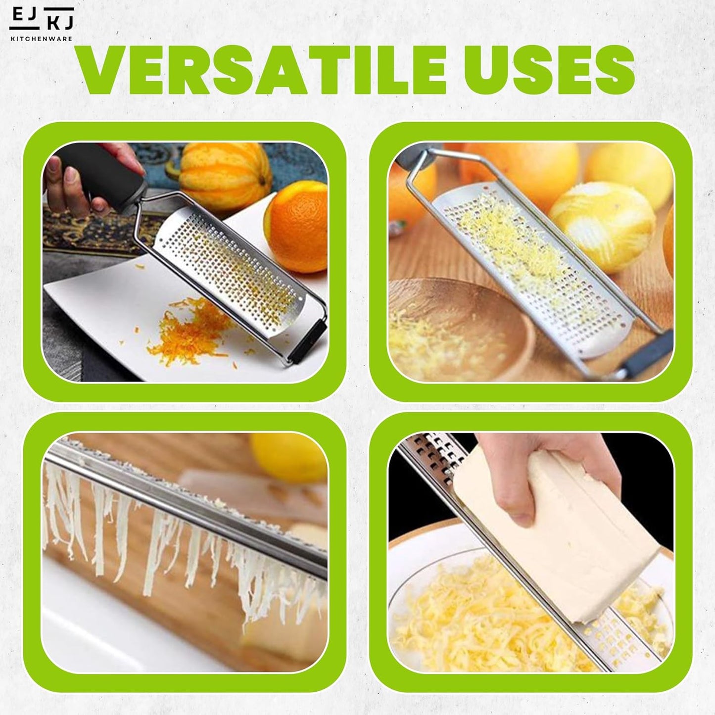 Stainless Steel Ultra Fine Cheese Grater Great for Hard Cheeses, Chocolate, Nutmeg, and Lemon Zest - EJKJ Kitchenware