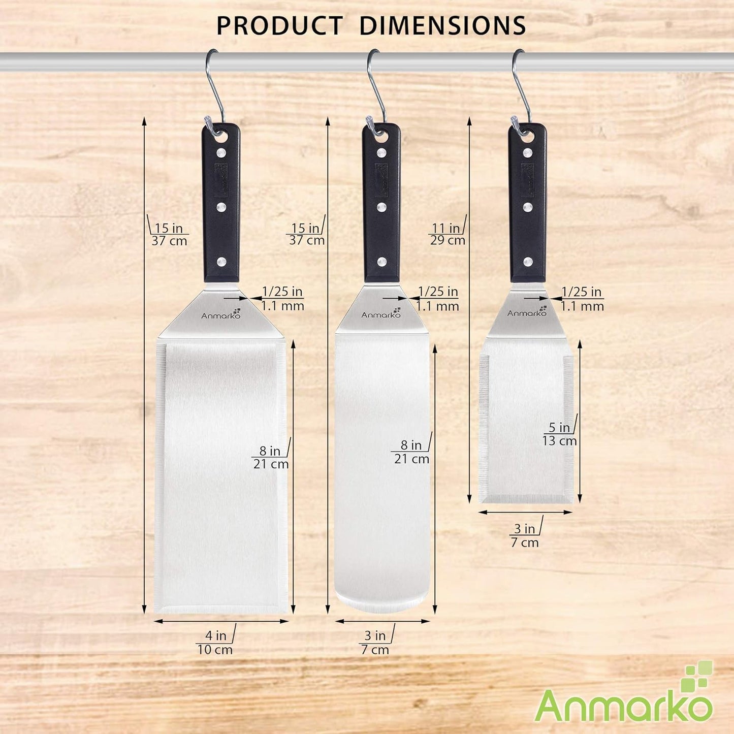 Stainless Steel Spatula Set - Heavy Duty Spatula and Scraper - Great for Cast Iron Griddle BBQ Flat Top Grill - Commercial Grade