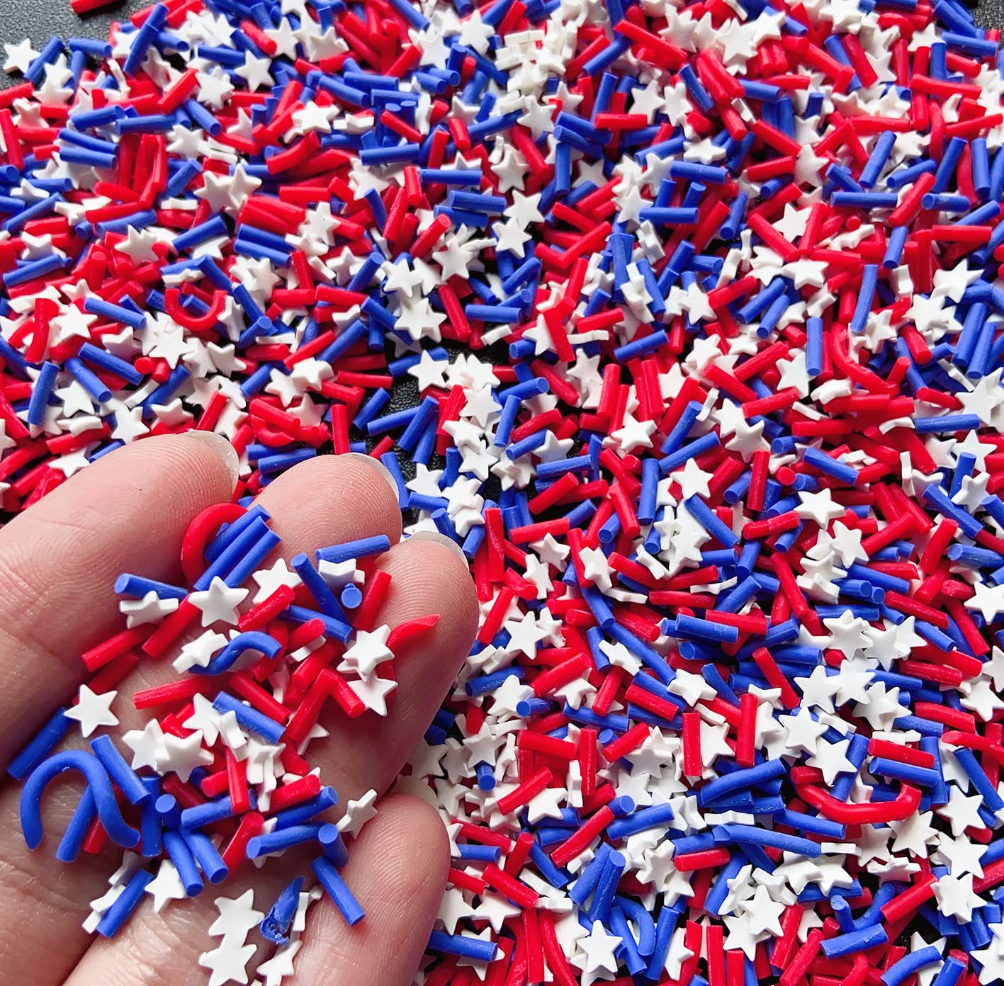 EHOPE Fake Sprinkles Resin Sprinkles Fake Candy Sprinkles Clay Sprinkles Polymer Sprinkles Polymer Clay Slices for Nail Art DIY Crafts Cake Phone Case(40G-Blue Sugar granules+ Stars-16)