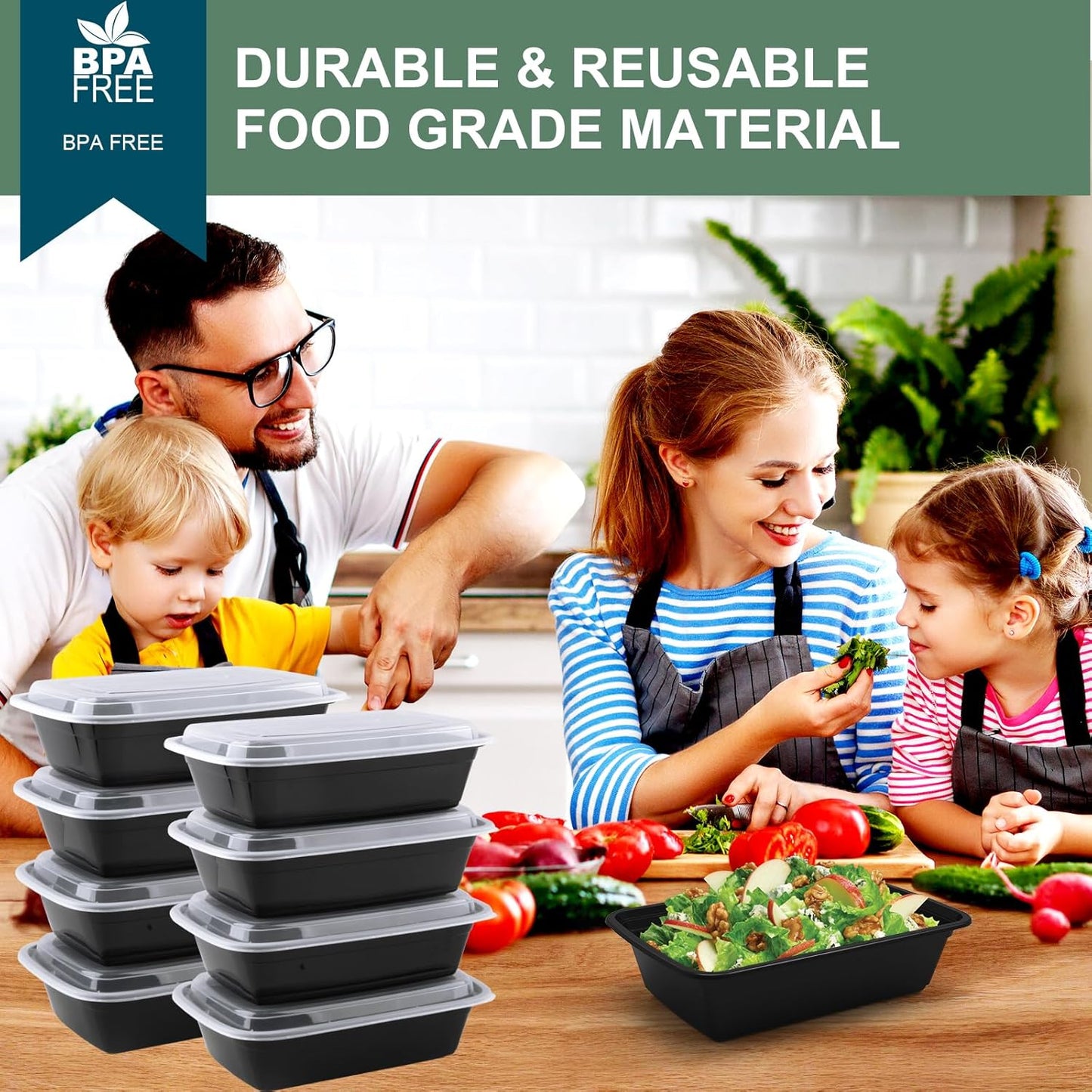 50 Pack Meal Prep Containers 38 oz, Leakproof To Go Food Containers, Disposable & Reusable Food Prep Containers for Takeout, Food Storage Containers BPA-Free, Microwave/Dishwasher/Freezer Safe