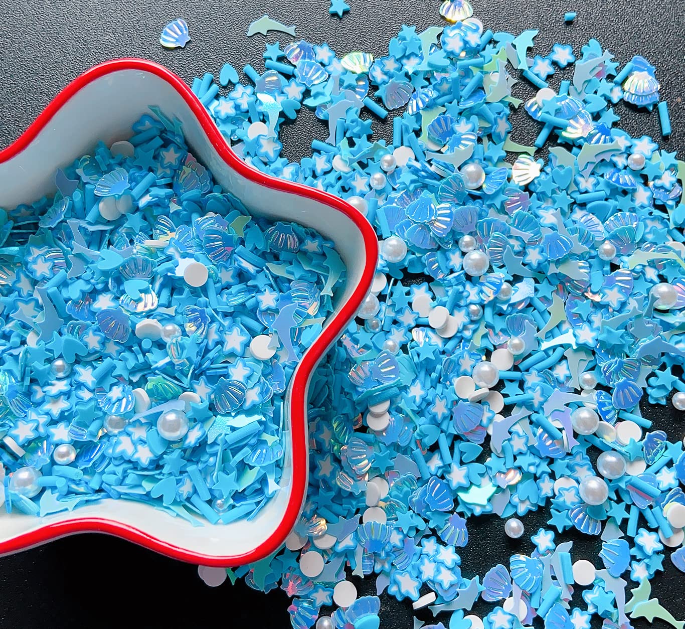 Fake Sprinkles Clay Sprinkles Polymer Slices for Nail Art DIY Crafts Cake Phone Case (40G-Shell+Pentagram-24)