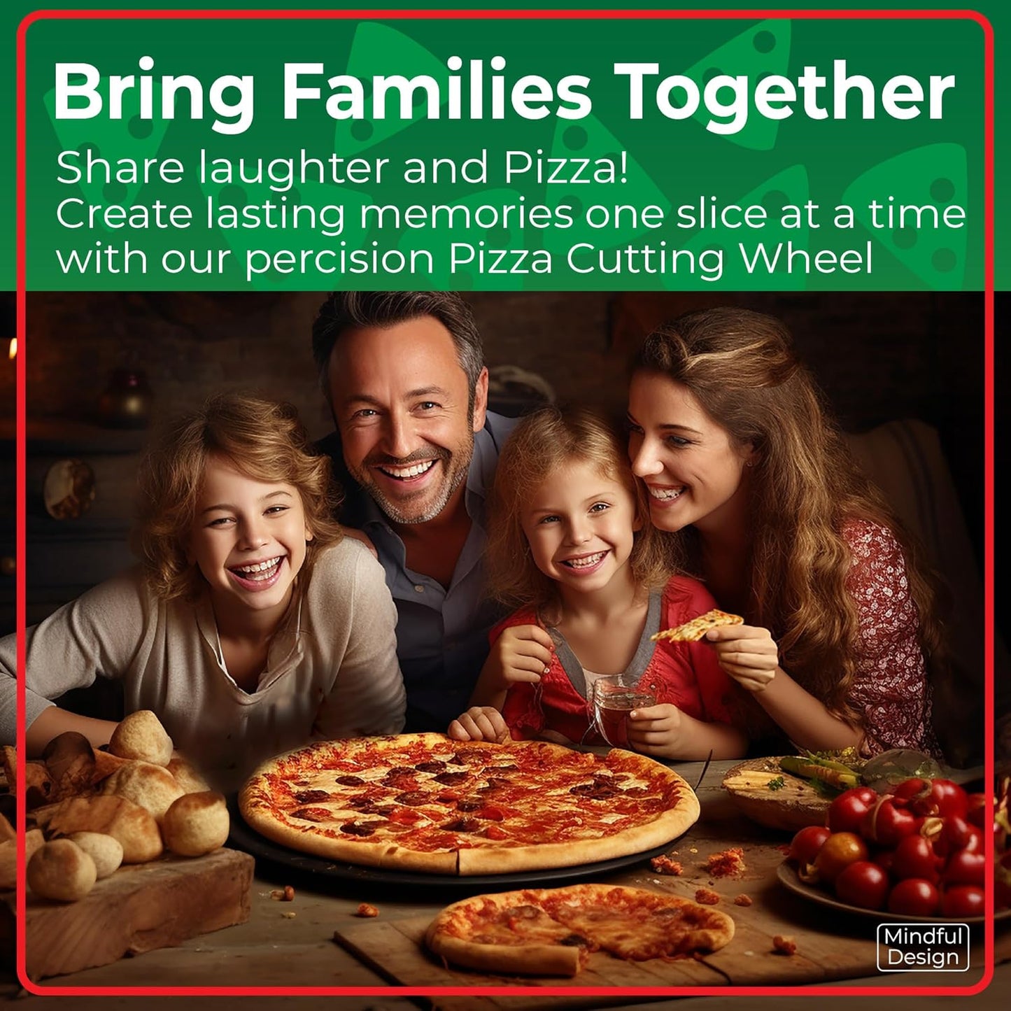 Mindful Design Pizza Cutter Wheel with Protective Blade Cover, Easy to Clean and Dishwasher Safe Handheld Pizza Slicer