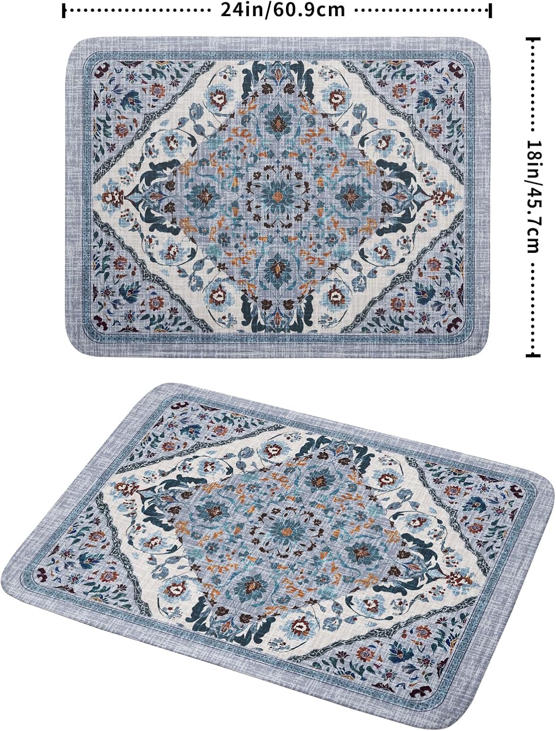 Boho Flower Dish Drying Mat Blue Bohemian Dishes Drainer Rack Mat 18x24 Inch Microfiber Kitchen Drying Pad for Countertop Tableware Decor