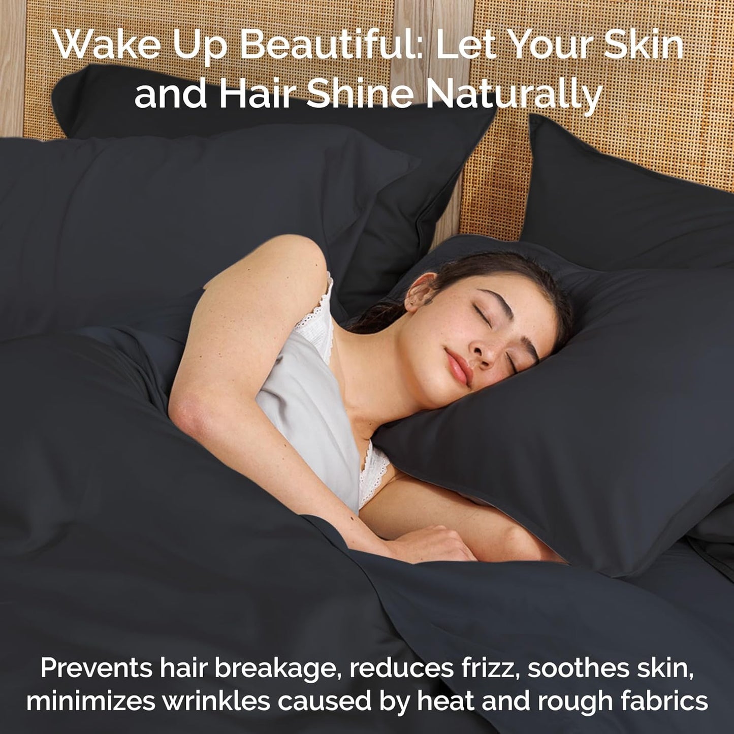 100% Viscose from Bamboo Sheets King Size, Super Soft King Bed Set, 4PC Cooling Sheets for Hot Sleepers, Organically Grown Bedding Sheet, King Size Sheet Set - Charcoal - 76" x 80"