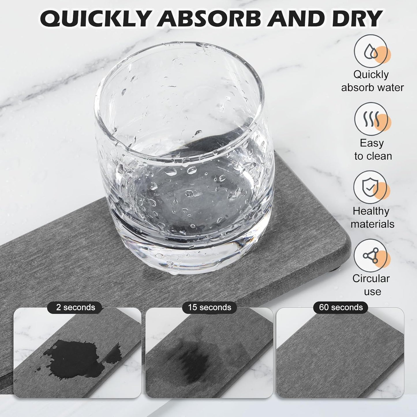 4PCS Water Absorbing Stone Tray for Sink, Fast Drying Stone Sink Tray, Water Absorbent Diatomite Trays, Diatomaceous Coaster, Stones Drying Trays for Bathroom Sinks and Kitchen Counter