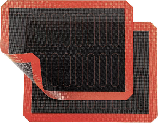 2 PCS Perforated Silicone Baking Mat, Macaron Baking Sheet, Reusable & Non-stick Bakeware Mats for Cookies, Macarons, Bread and Pastry，16.5""x11.6"" (Type 2-2pcs), Red