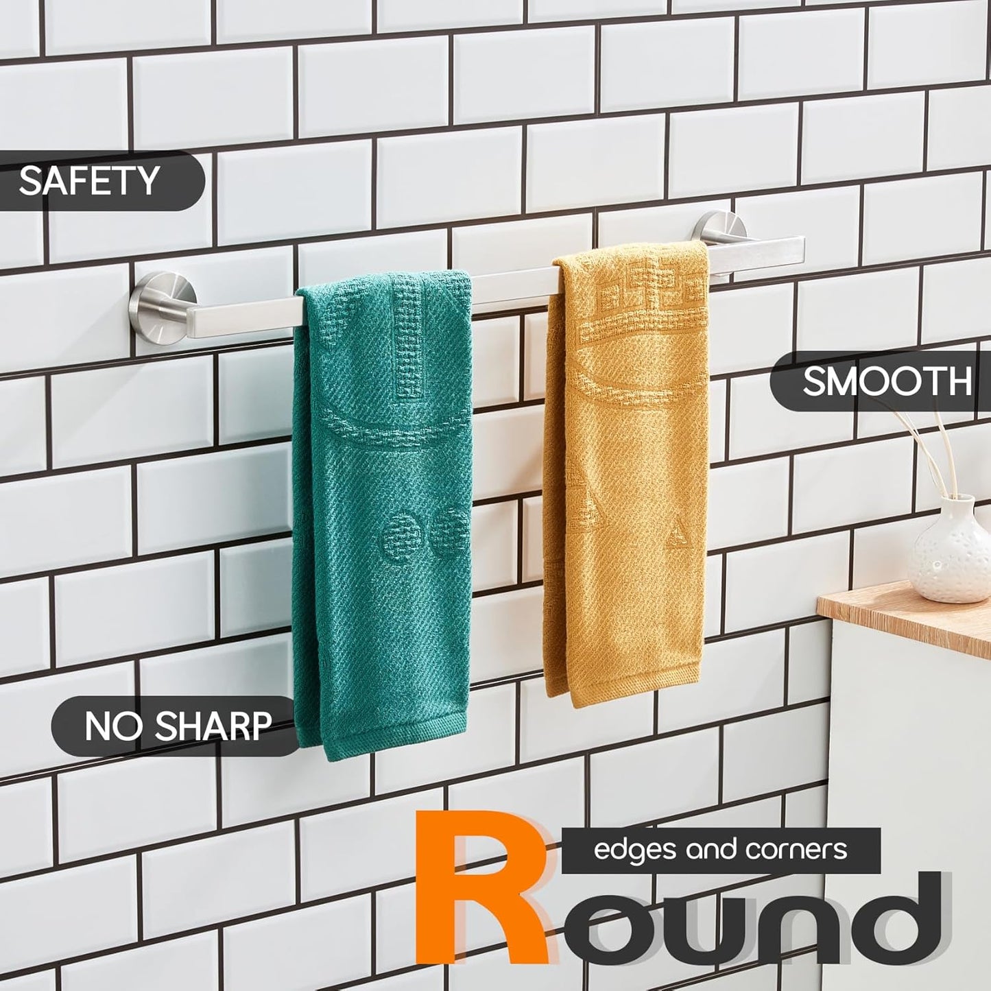 20 Inch Bathroom Towel Bar Bath Towel Rack Kitchen Towel Holder Towel Shelf Wall Mounted SUS304 Stainless Steel 2 Pack Brushed Nickel AN4001BR-L20-P2