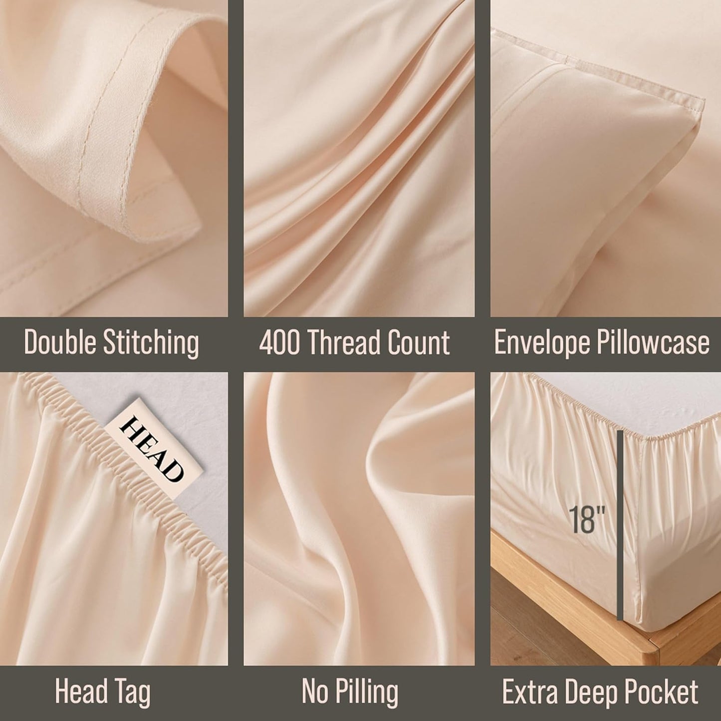 Bella Coterie Luxury Bamboo Viscose Full Size Sheet Set | 100% Organically Grown | Ultra Soft | Cooling for Hot Sleepers | 18" Deep Pocket [Champagne]