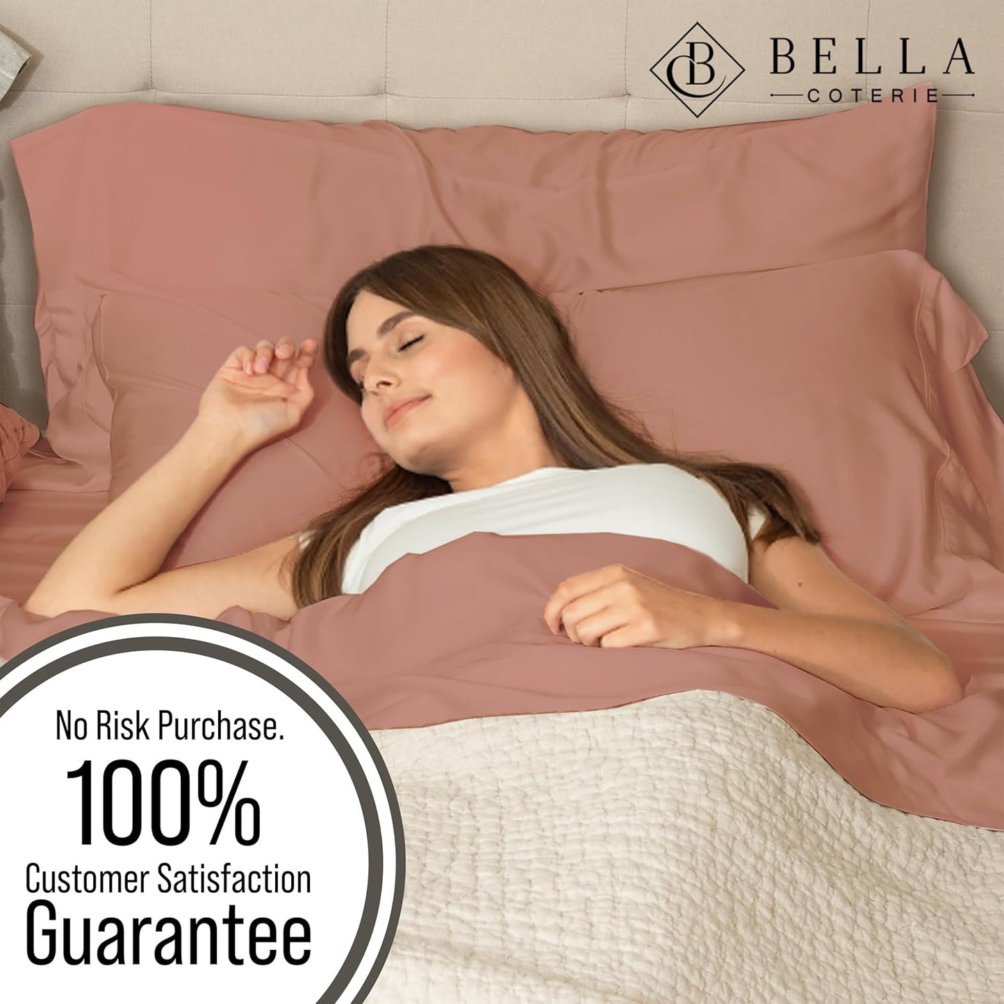 Bella Coterie Luxury Bamboo Viscose Cal King Size Sheet Set | 100% Organically Grown | Ultra Soft | Cooling for Hot Sleepers | 18" Deep Pocket [Raisin]