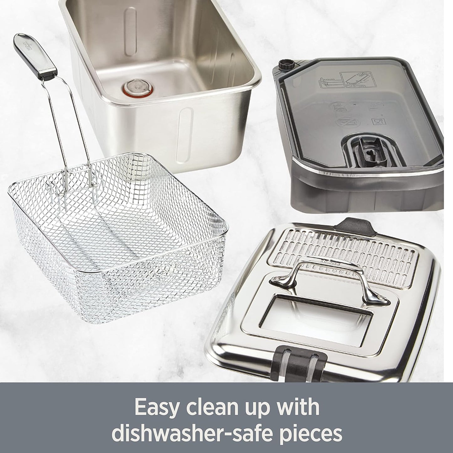 All-Clad Electric Deep Fryer with Basket and Lid, Stainless Steel Deep Fryer for Home Use, 1700W, Dishwasher Safe