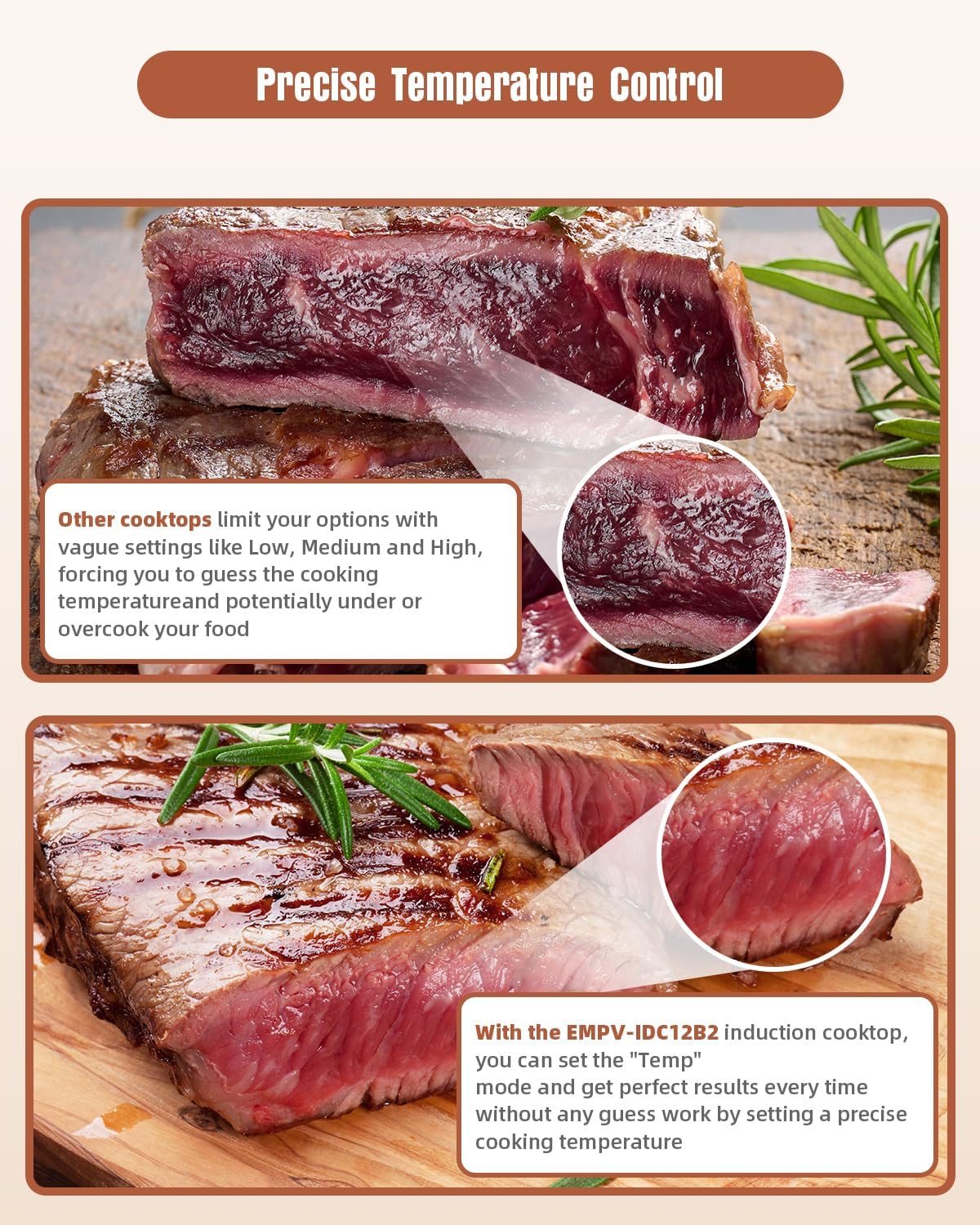 Empava IDC12B2 Horizontal Electric Stove Induction Cooktop with 2 Burners in Black Vitro Ceramic Smooth Surface Glass 120V, 12 Inch