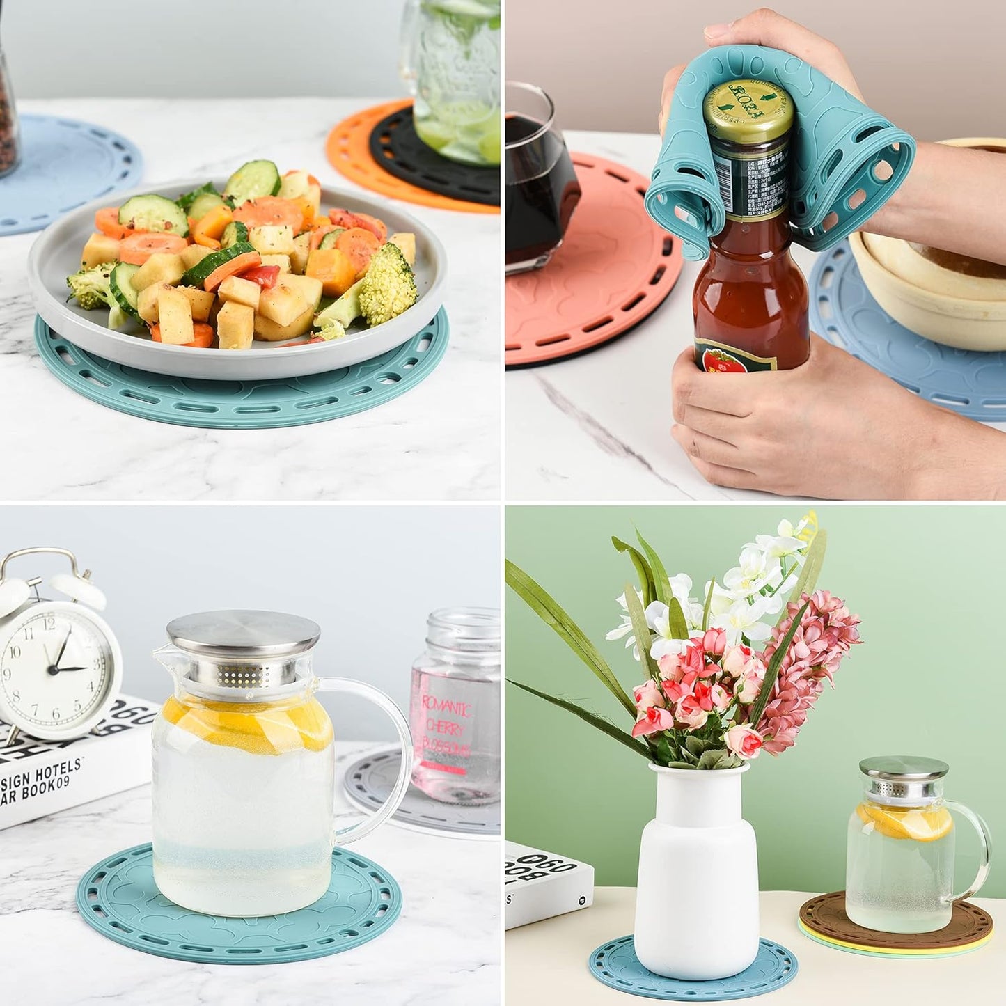 Smithcraft Silicone Trivet Mat - Big Round Silicon Coaster for Hot Dishes and Pots, Countertops, Tables, Pot Holders, Spoon Rest Place Mats - Set of 3 - Pink