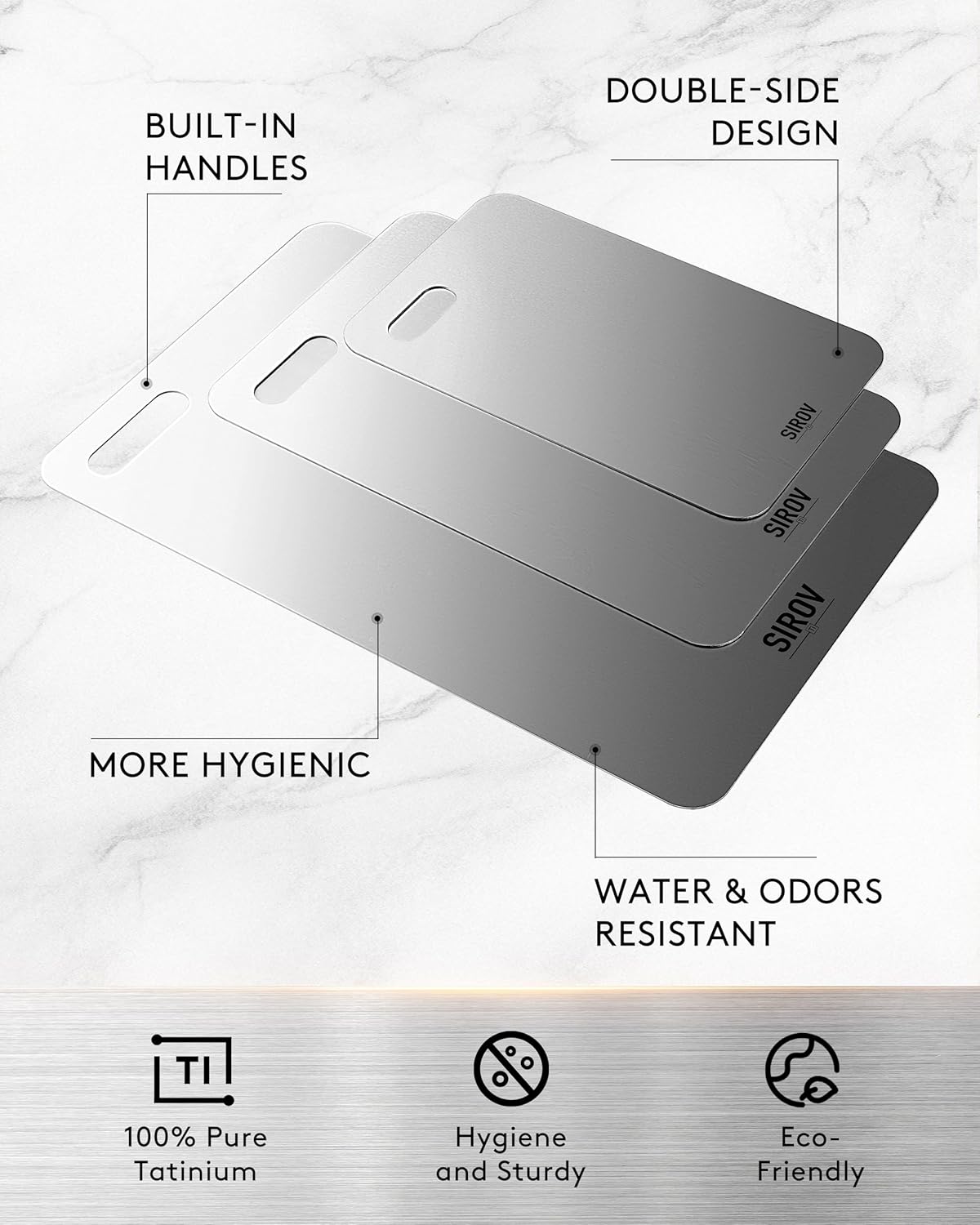 Titanium Cutting Board, 100% Pure Titanium Cutting Boards For Kitchen, Best Non Toxic titanium chopping board, Dishwasher safe, Hygiene and Durability for Meat, Fruit, and Vegetables (10.2L*6.3W)