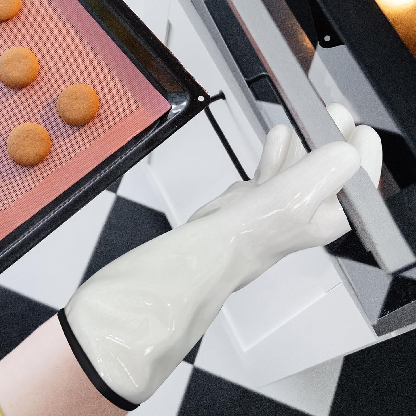 BBQ Gloves for Food Contact Grilling Gloves White, Medium