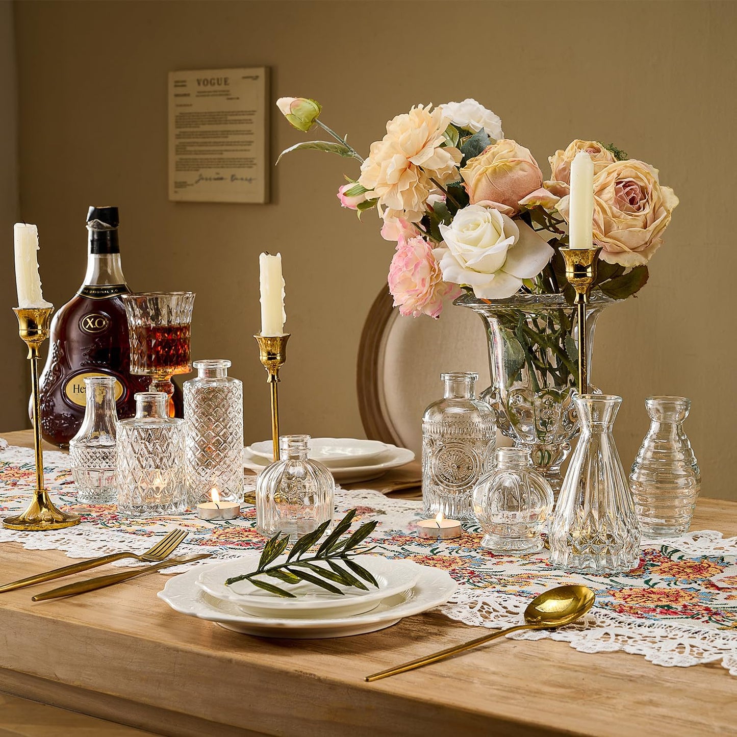 Glass Bud Vase Set of 40 Pcs Small Minimalist Vases for Flowers, Vintage Rustic Home Decor for Table Centerpiece Wedding Party, Modern Clear Aromatherapy Bottle for Living Room Bedroom