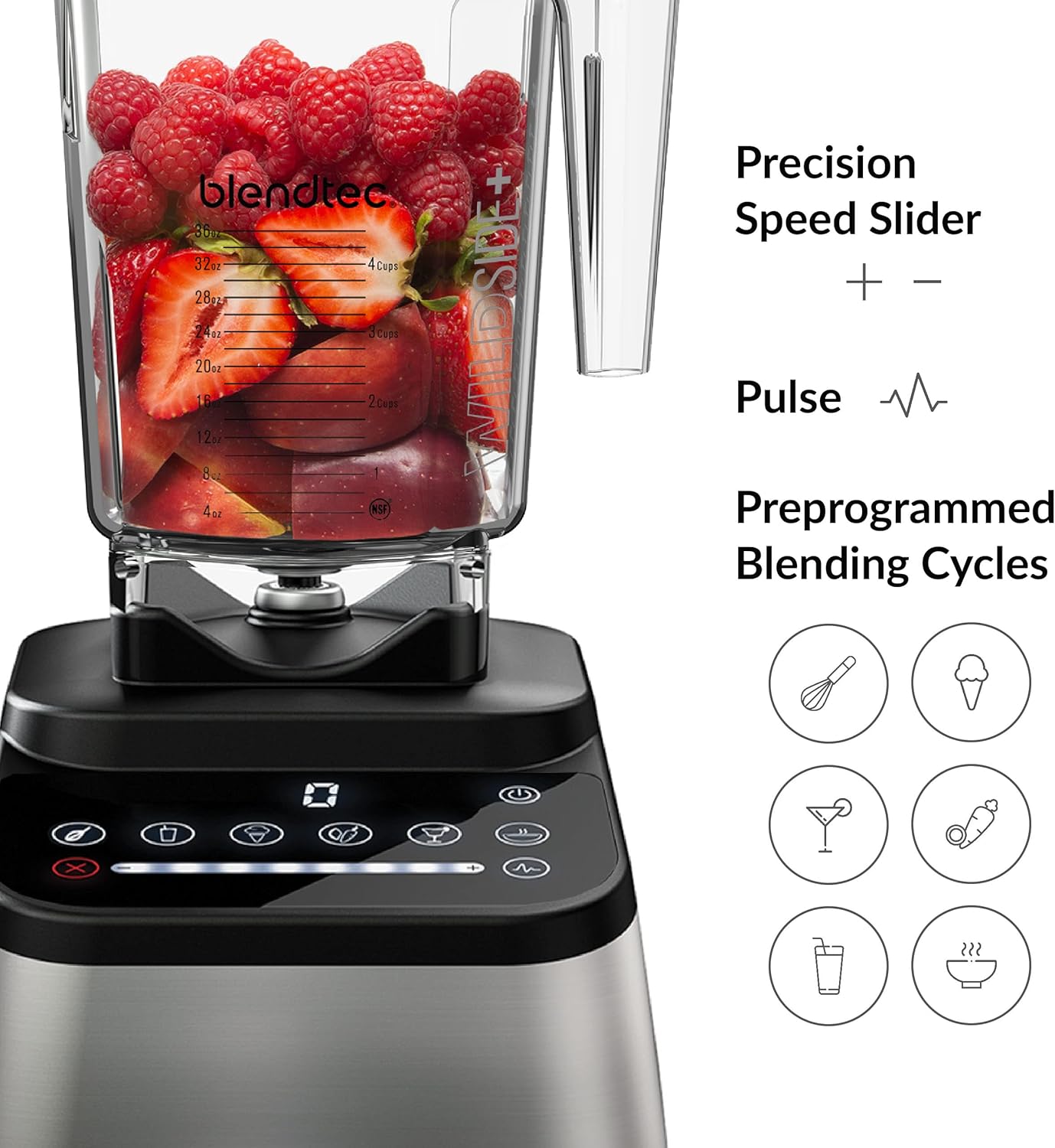Blendtec Original Designer Series Blender and 90 Oz WildSide+ Jar - Kitchen Blender Bundle - Black