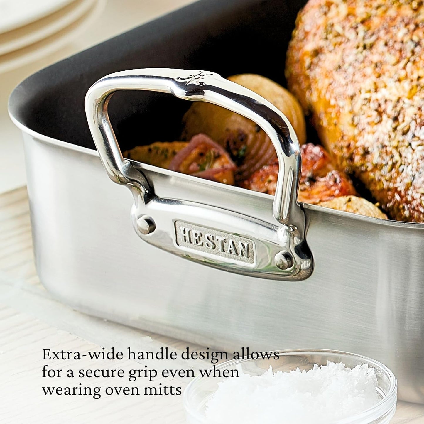 Hestan Provisions – 16.5" Classic Clad Nonstick Roasting Pan with Stainless Steel Rack