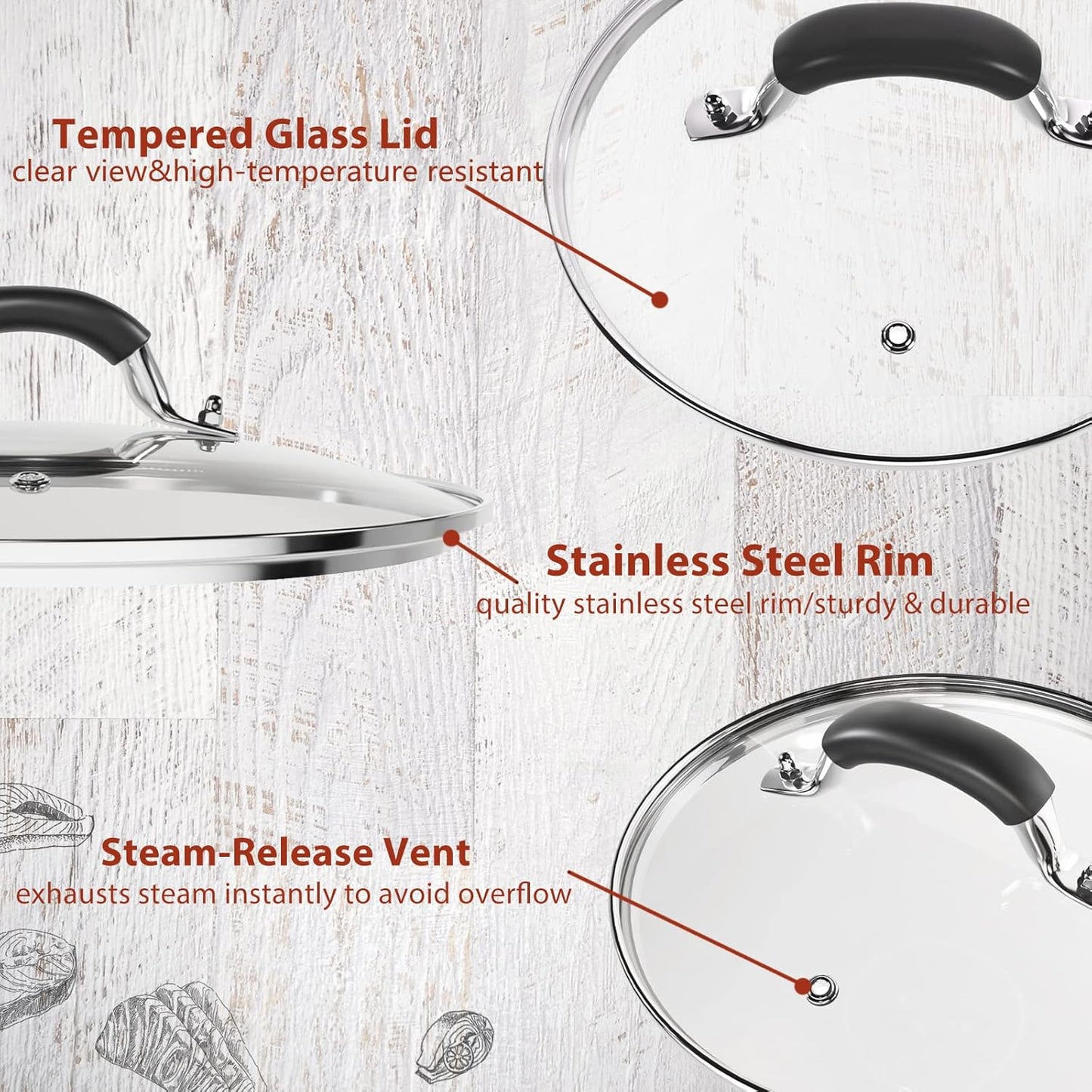 10.25 Inch Tempered Glass Lid Compatible with 10-10.25 Inch Lodge Cast Iron Skillet and 5 Quart Dutch Ovens