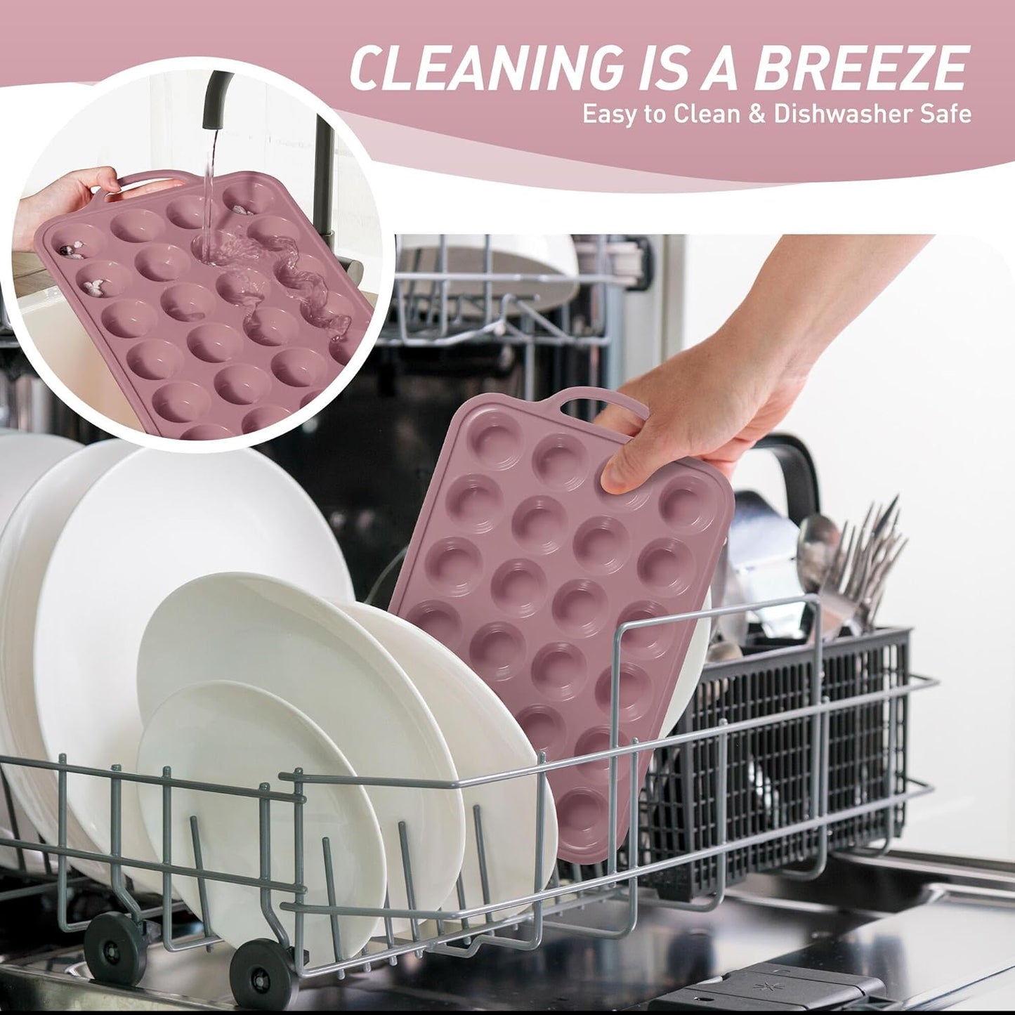 2 Packs 24 Cups Silicone Muffin Pan with Metal Reinforced Frame Mini Size Cupcake Pan Tray Egg Bites Silicone Circle Cookie Molds Muffin Tin Tart Pans Baking Sheet Set for Breakfast Sandwiches