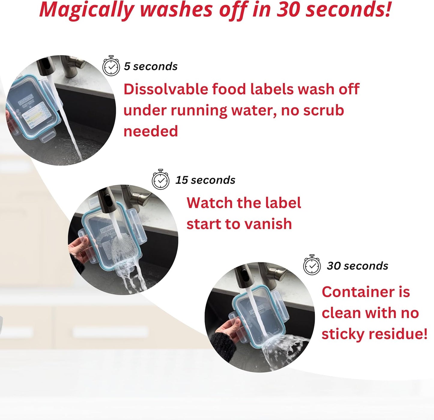 2x3 Dissolvable Food Labels, 250 Label Stickers, Bottle Labels for Storage Bins, Sticker Labels for Food containers, (250, Blue)