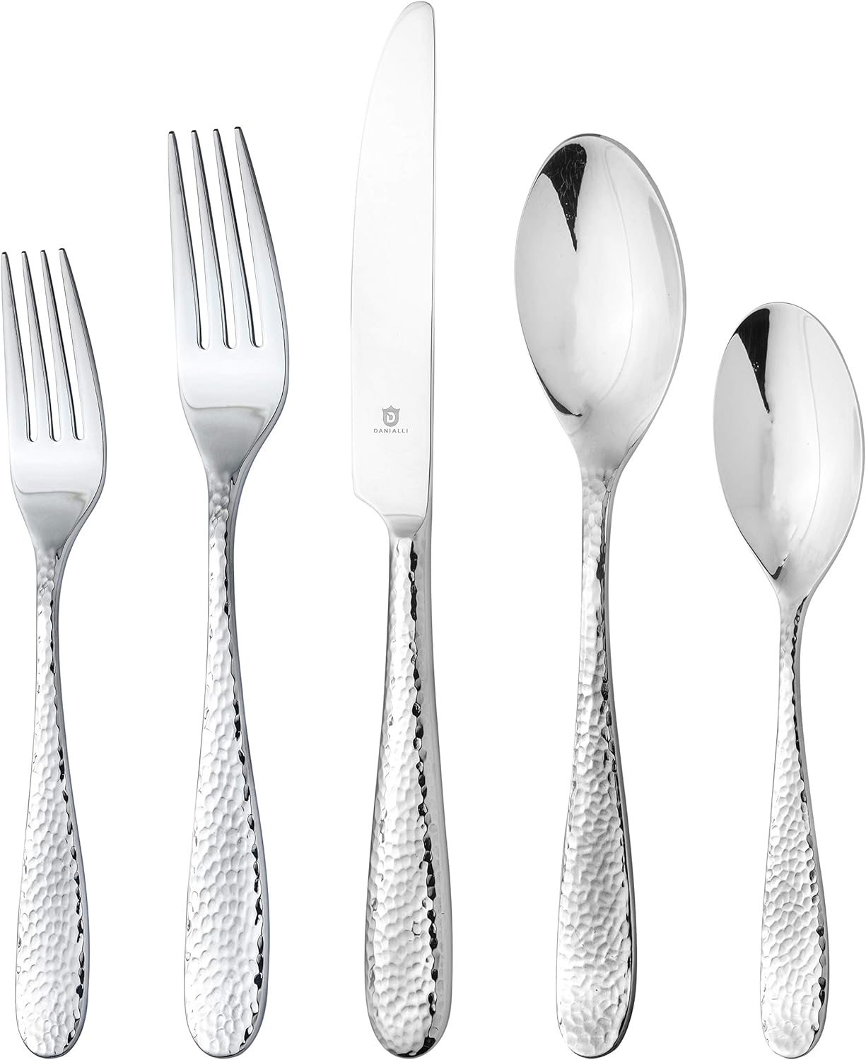 Hammered Silverware Set | Premium 18/10 Stainless Steel Flatware Service for 8 | Heavy-Duty & Dishwasher Safe | Built to Last (40-Piece, Fidenza Hammered)