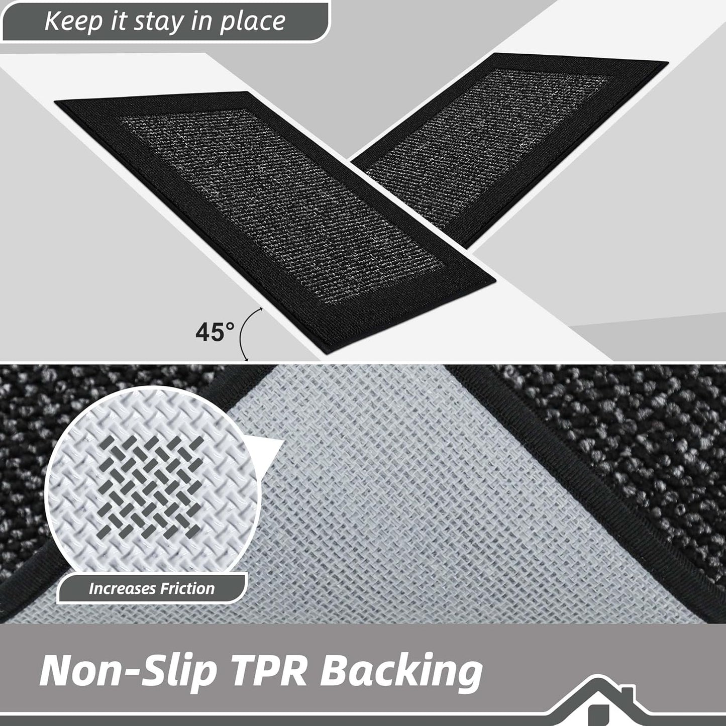 BEQHAUSE Indoor Door Mat 32" x 48", Dirt Trapper Door Mats Non-Slip Entryway Rugs Washable, Resist Dirt Absorbent Welcome Mat, Low Profile Floor Mats for Front Back Door and Entryway, Black