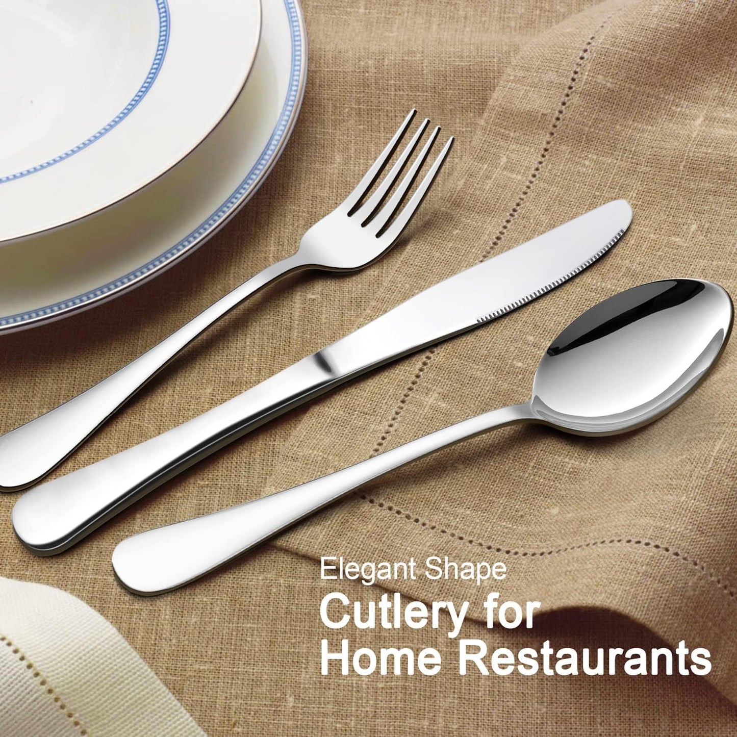 HaWare 48 Pieces Silverware Set with Serving Utensils, Stainless Steel Fancy Flatware Cutlery Set for 8, Traditional Elegant Style Tableware Eating Utensils, Mirror Polished & Dishwasher Safe