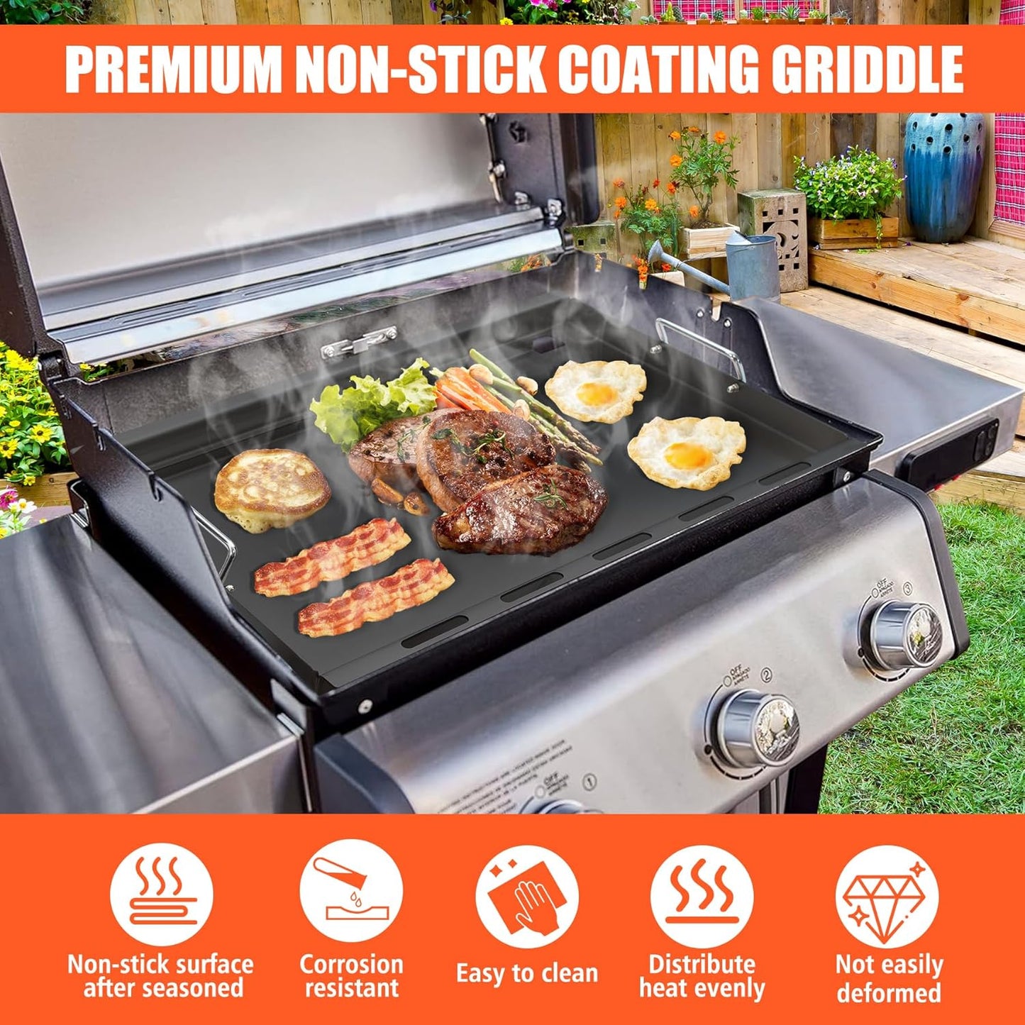 6788 Full Size Griddle Insert for Weber Genesis II 300 and LX 340 Series Gas Grills, Flat Top Griddle Repalcement for Weber Genesis II E-310/315/325/330/335 and S-310/335 with Mini Oven Mitt